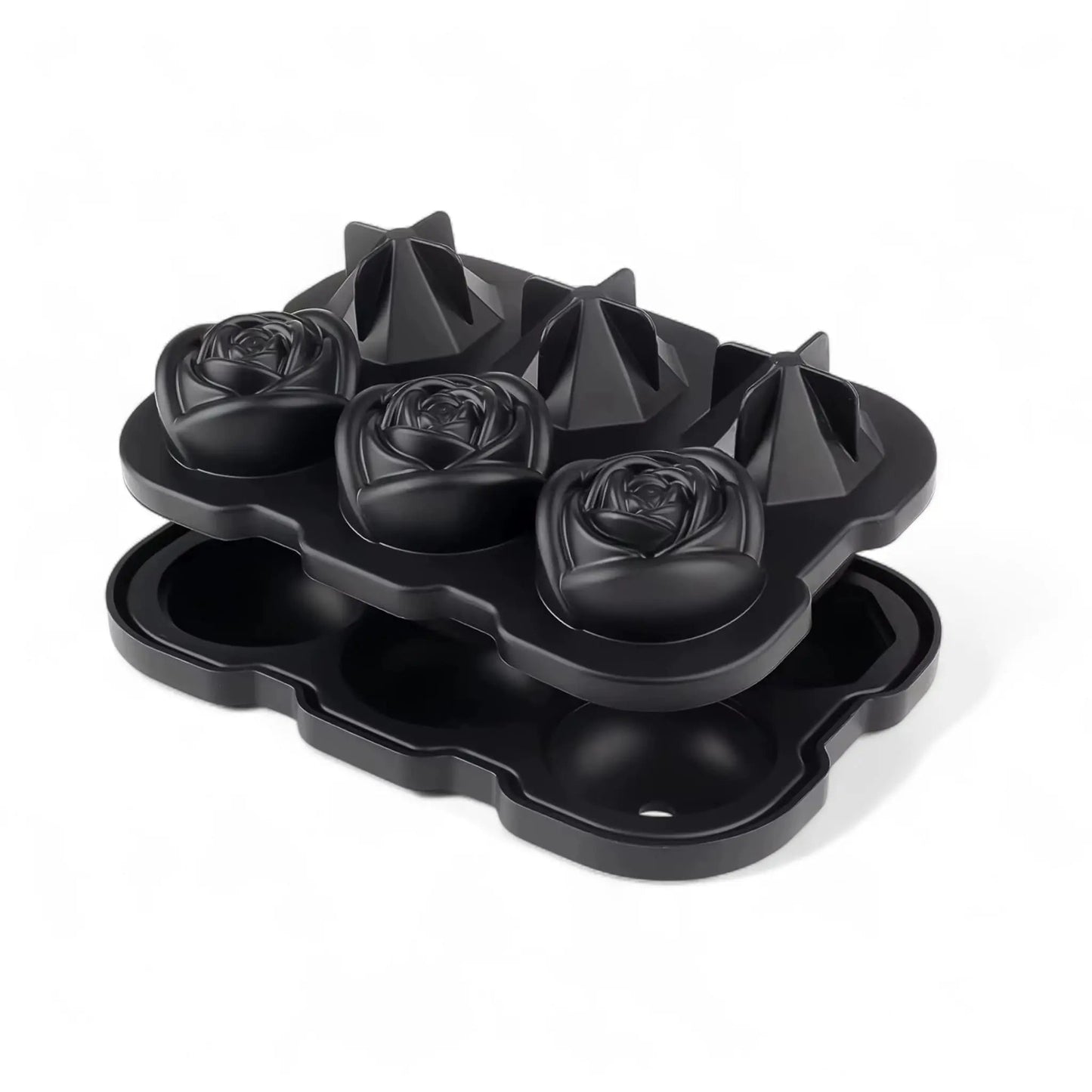 Ice cube mold set – silicone bar tray with rose & gun shapes Geniogoods