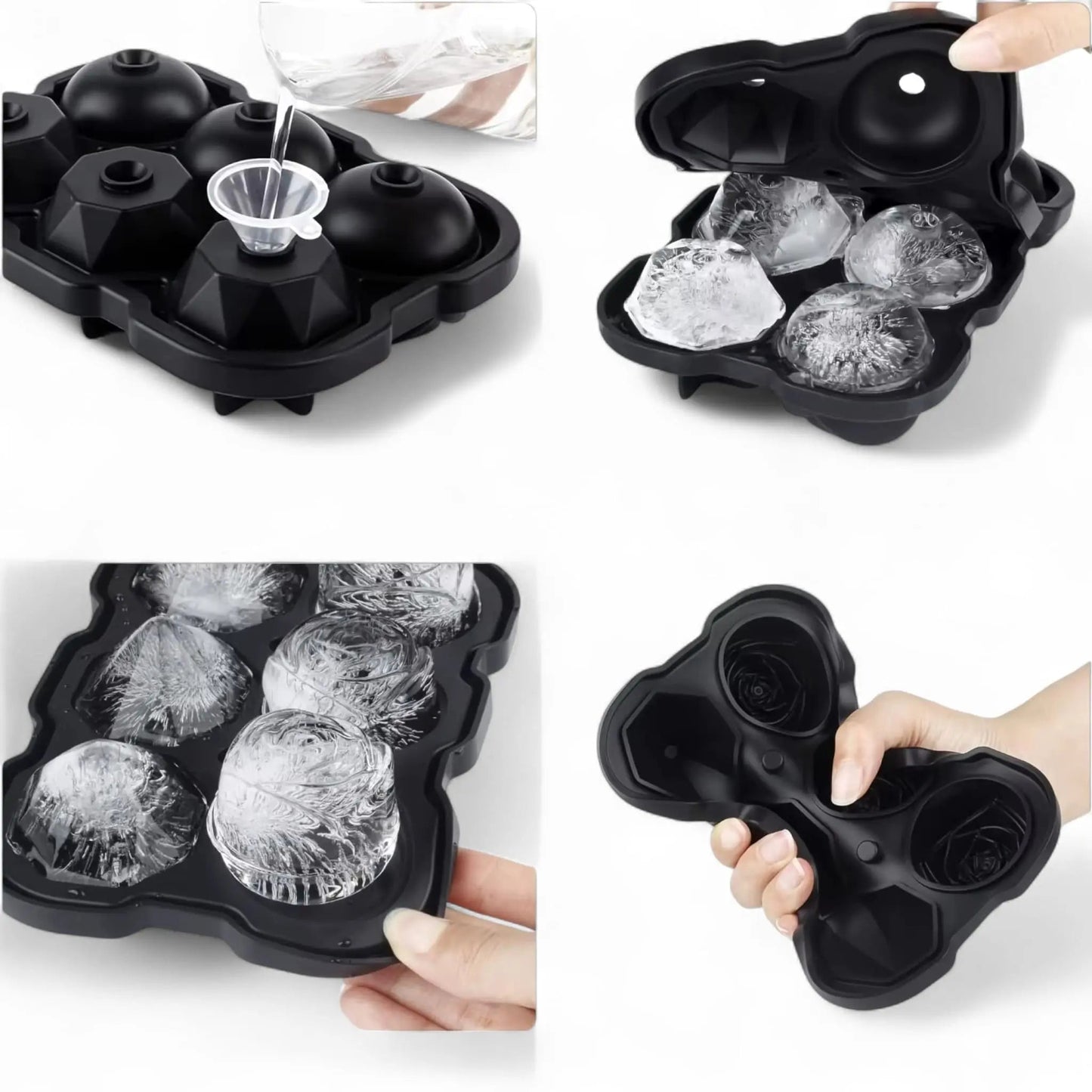 Ice cube mold set – silicone bar tray with rose & gun shapes Geniogoods