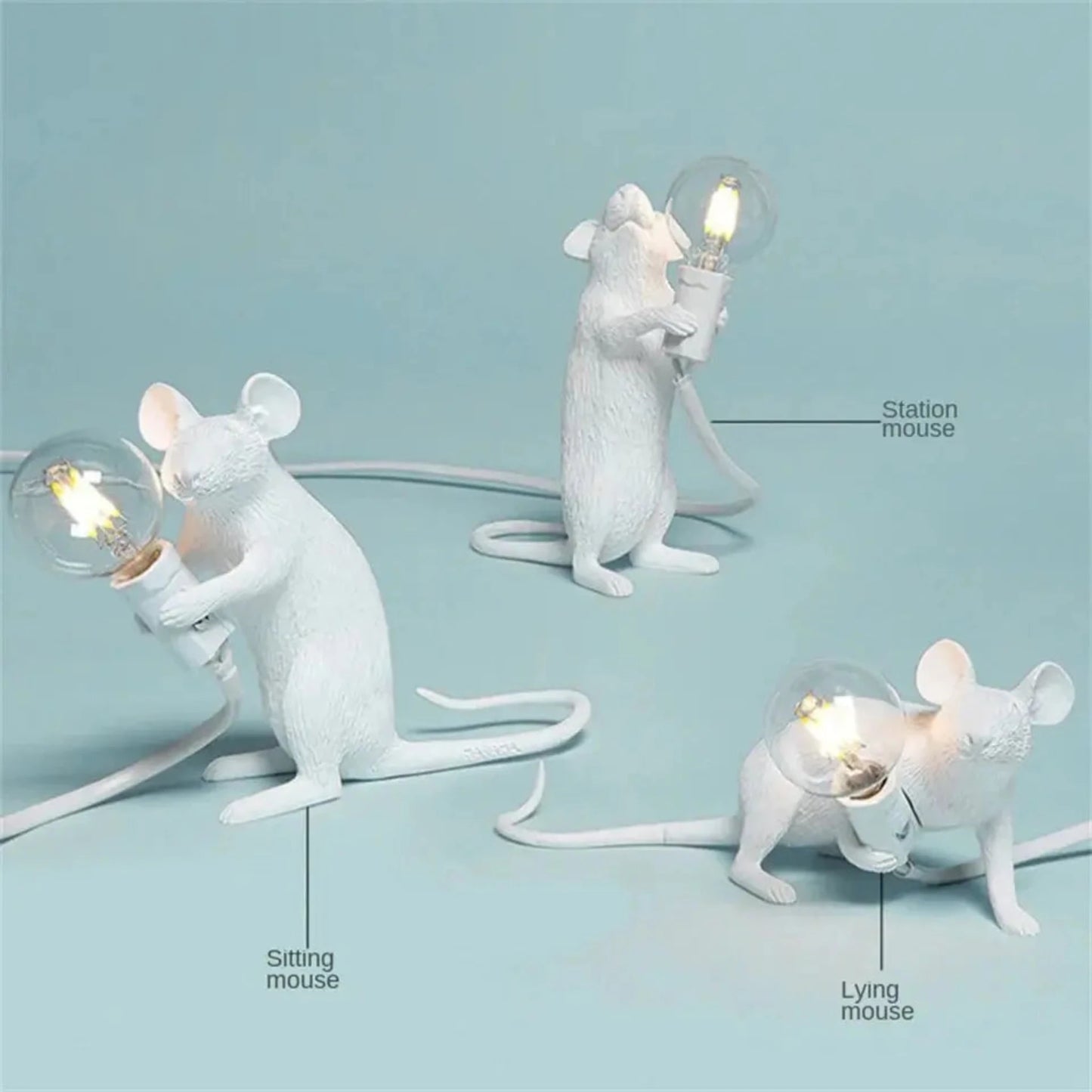 LED Mouse Table Lamp – Whimsical Resin Animal Night Light for Home Decor