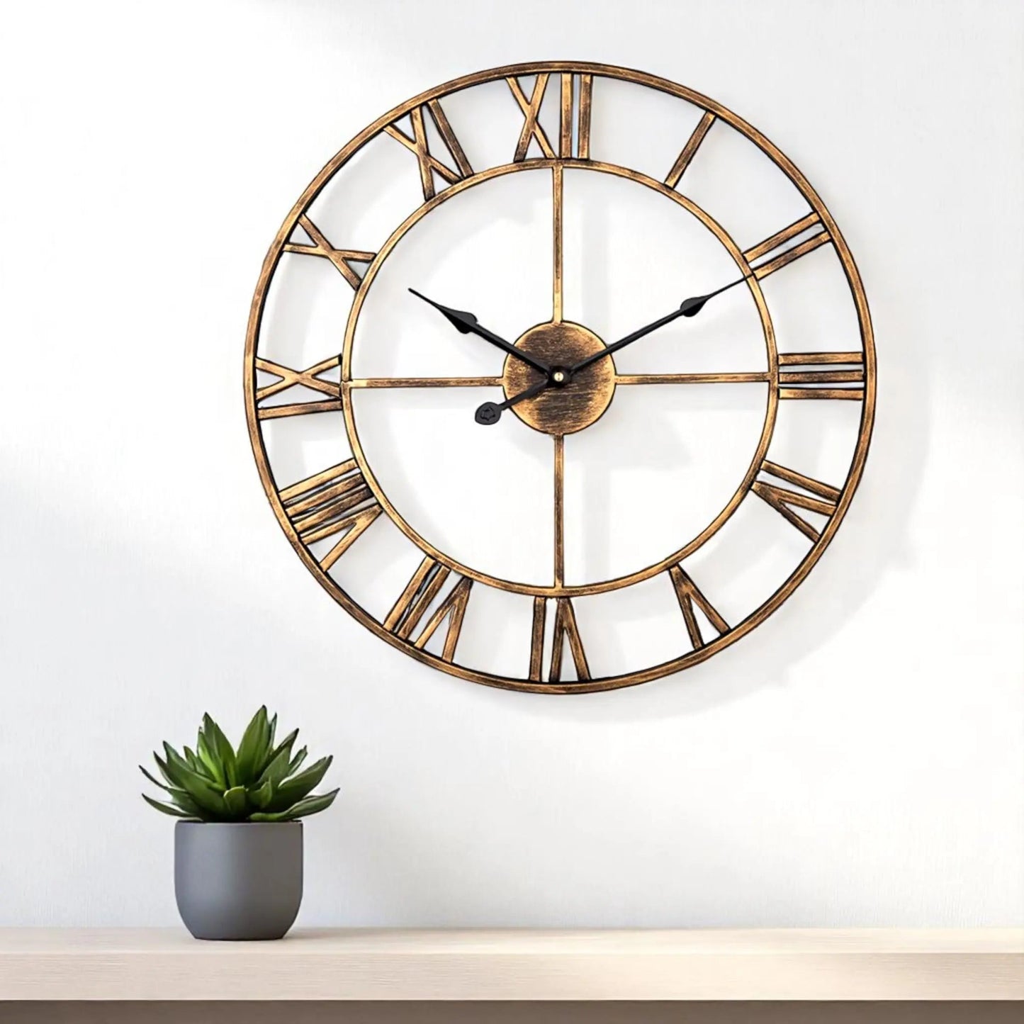 Large Roman Numeral Wall Clock – Vintage Metal Decor Accent Geniogoods