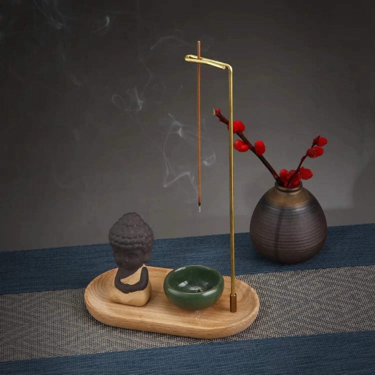 Little Monk Incense Burner Set | Ceramic & Wooden Ash Catcher