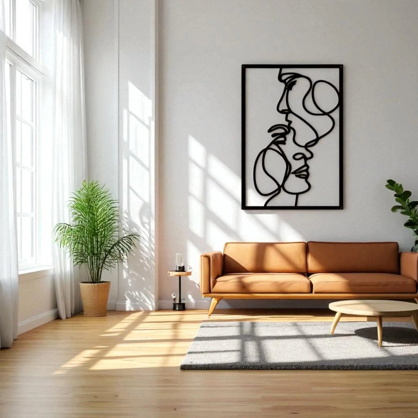 Love line wall art – 3-piece metal minimalist kiss & heart set Geniogoods