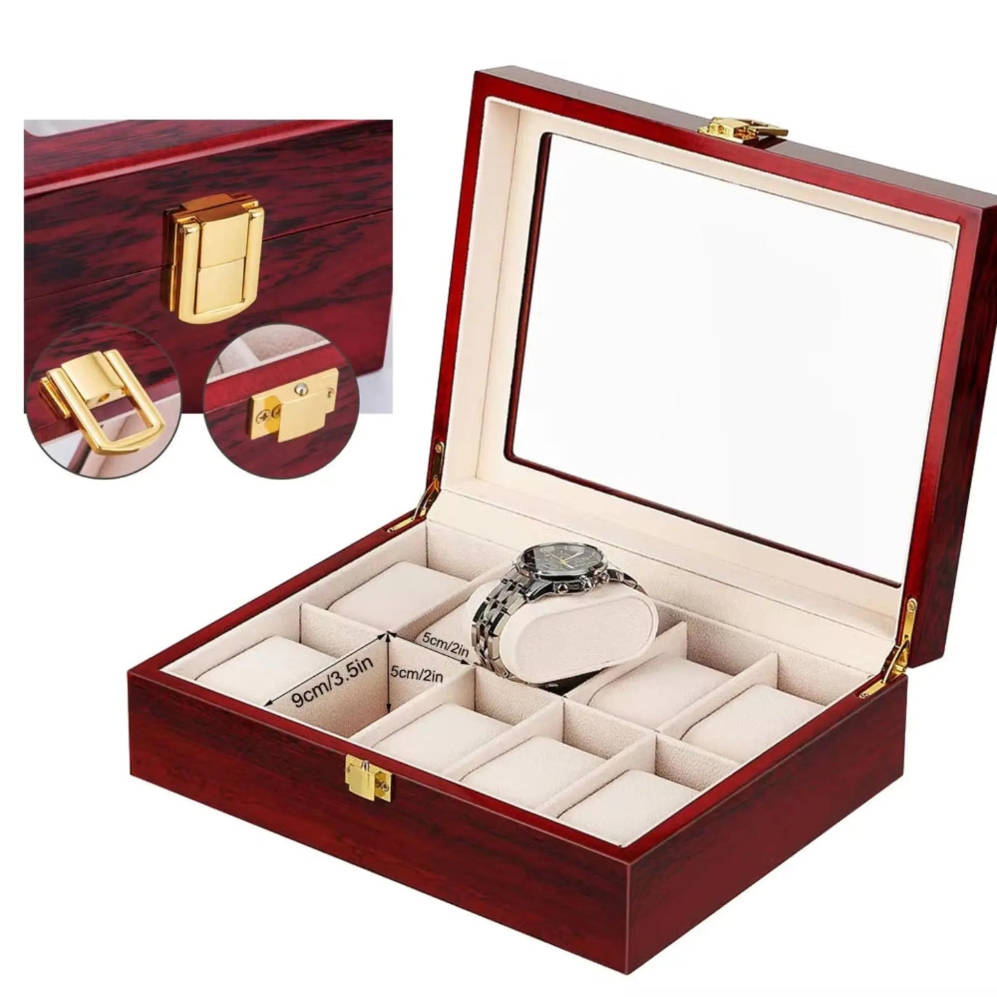Luxury Watch Box | Wooden Organizer for Watches and Jewelry Display