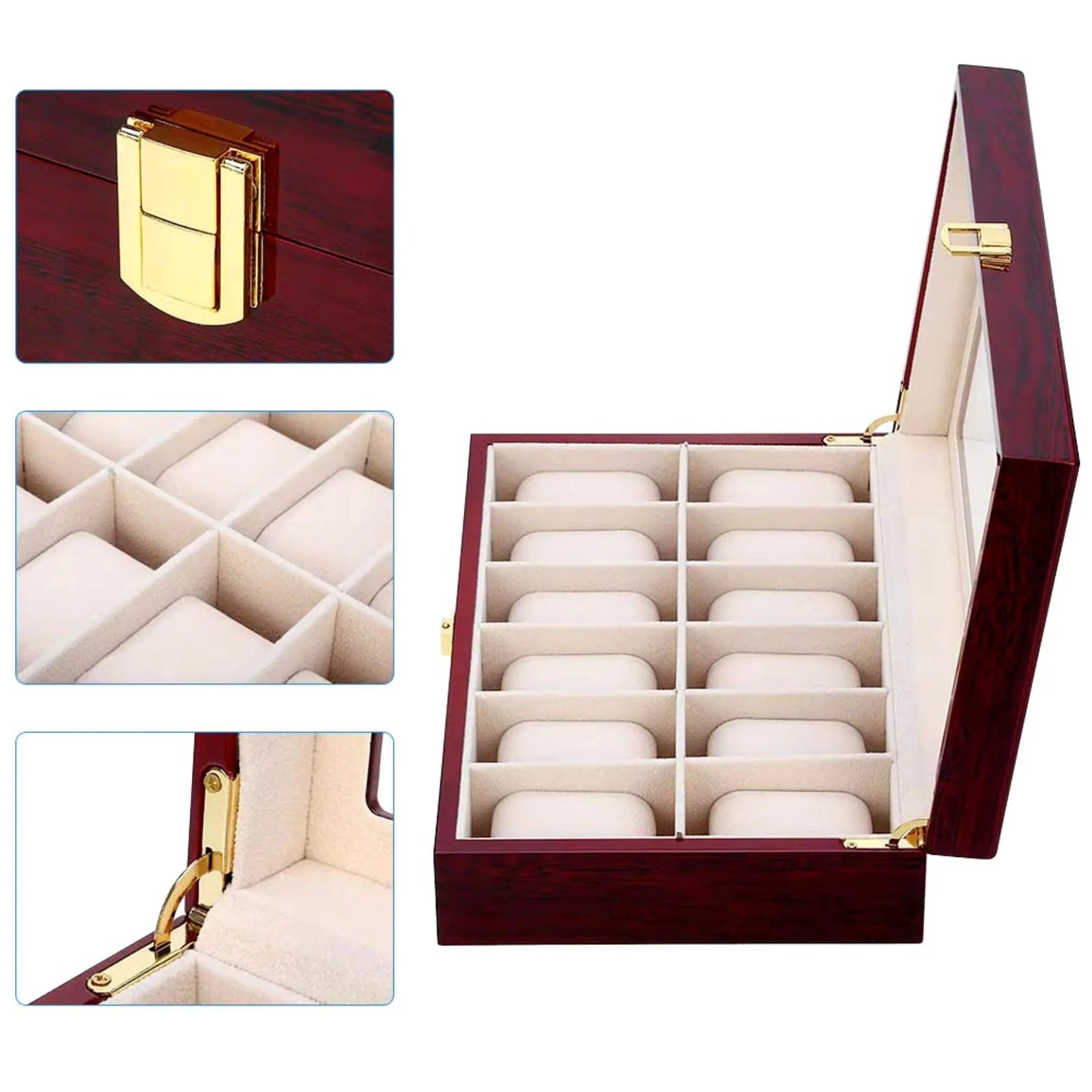 Luxury Watch Box | Wooden Organizer for Watches and Jewelry Display