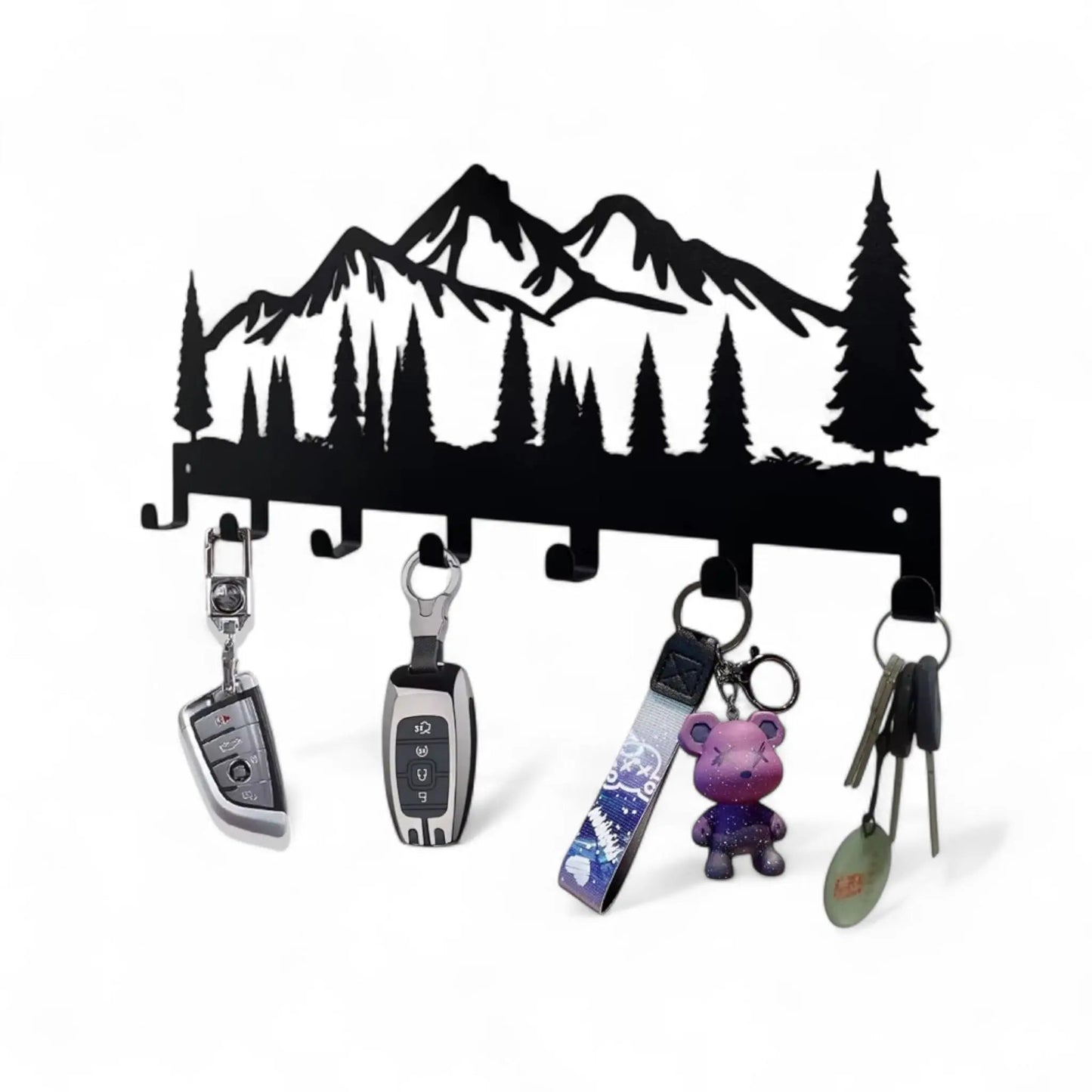 Metal Key Holder Wall Mounted – 7 Hook Decorative Organizer Rack Geniogoods