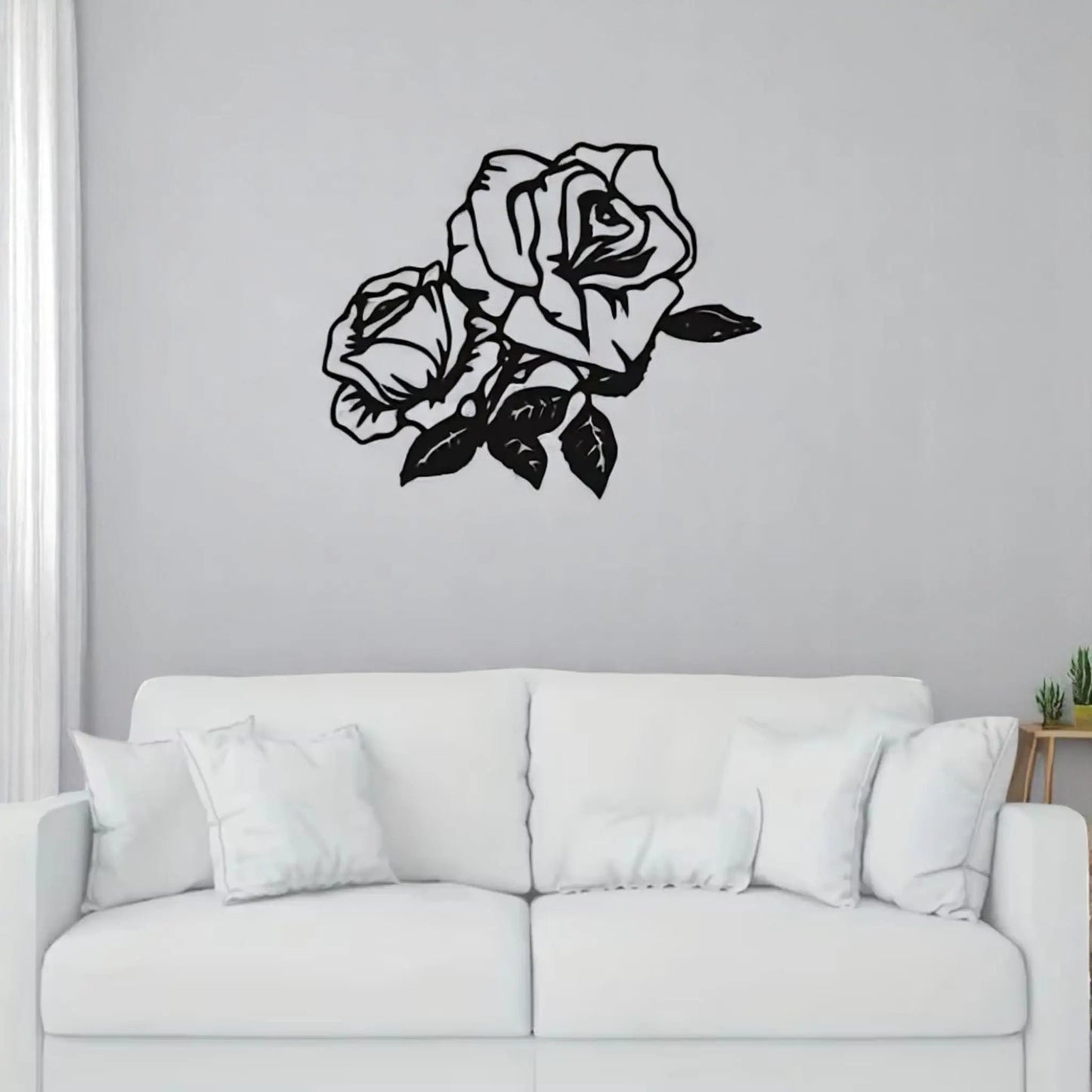 Metal Rose Wall Art – Black Silhouette Floral Wall Decor Gift Geniogoods