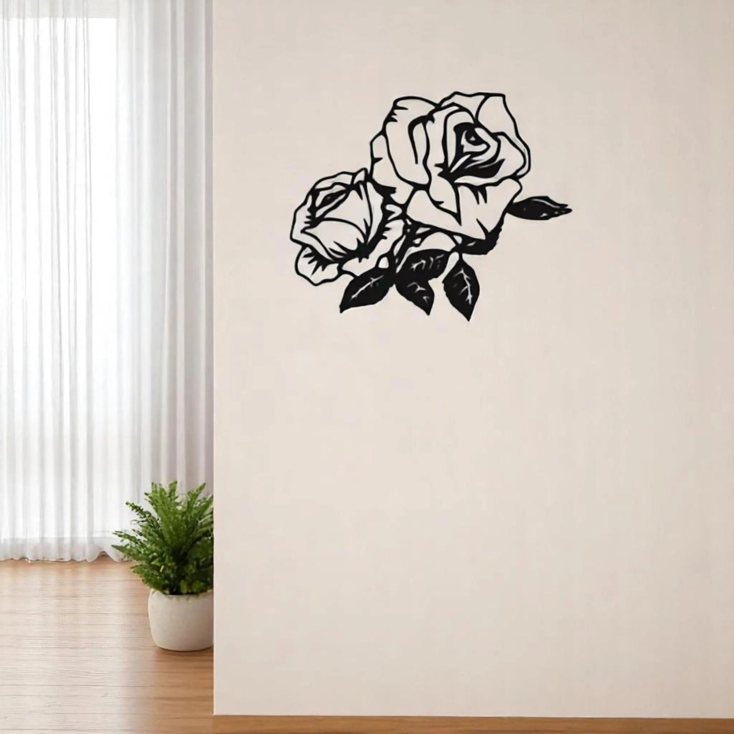 Metal Rose Wall Art – Black Silhouette Floral Wall Decor Gift Geniogoods