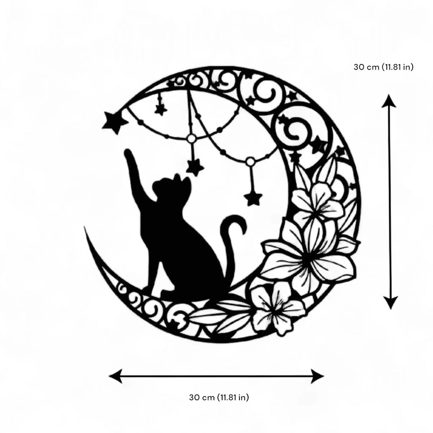 Moon Black Cat Wall Art – Iron Silhouette Hanging for Home & Garden Geniogoods