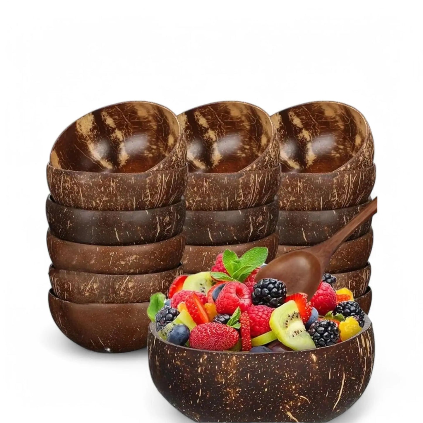 Natural Coconut Bowls for Serving – Eco-Friendly Wooden Bowl Set Geniogoods