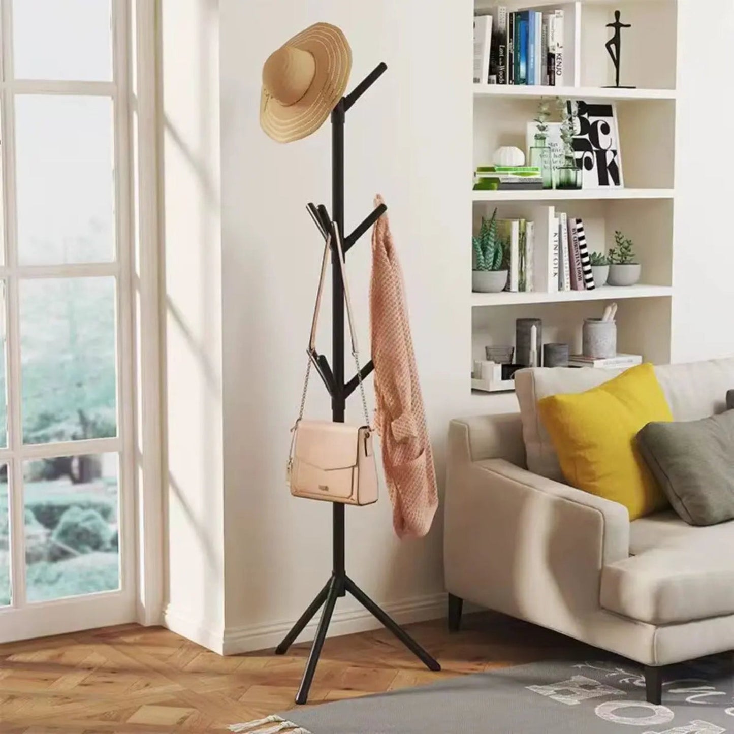 Plastic Freestanding Coat Rack | Modern Tree Branch Design for Hats and Scarves