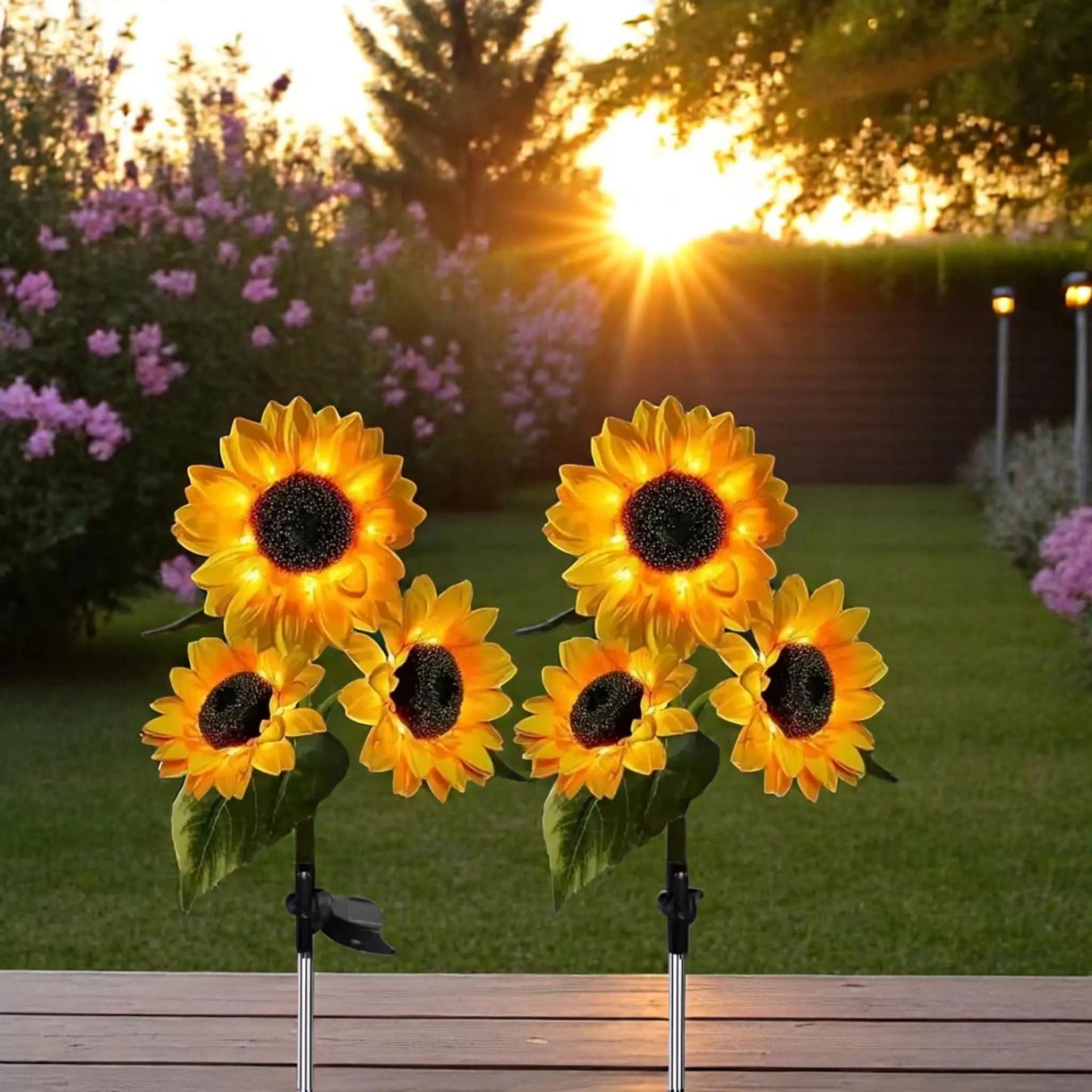 Solar Sunflower Lights Outdoor – Waterproof LED Garden Stakes Geniogoods