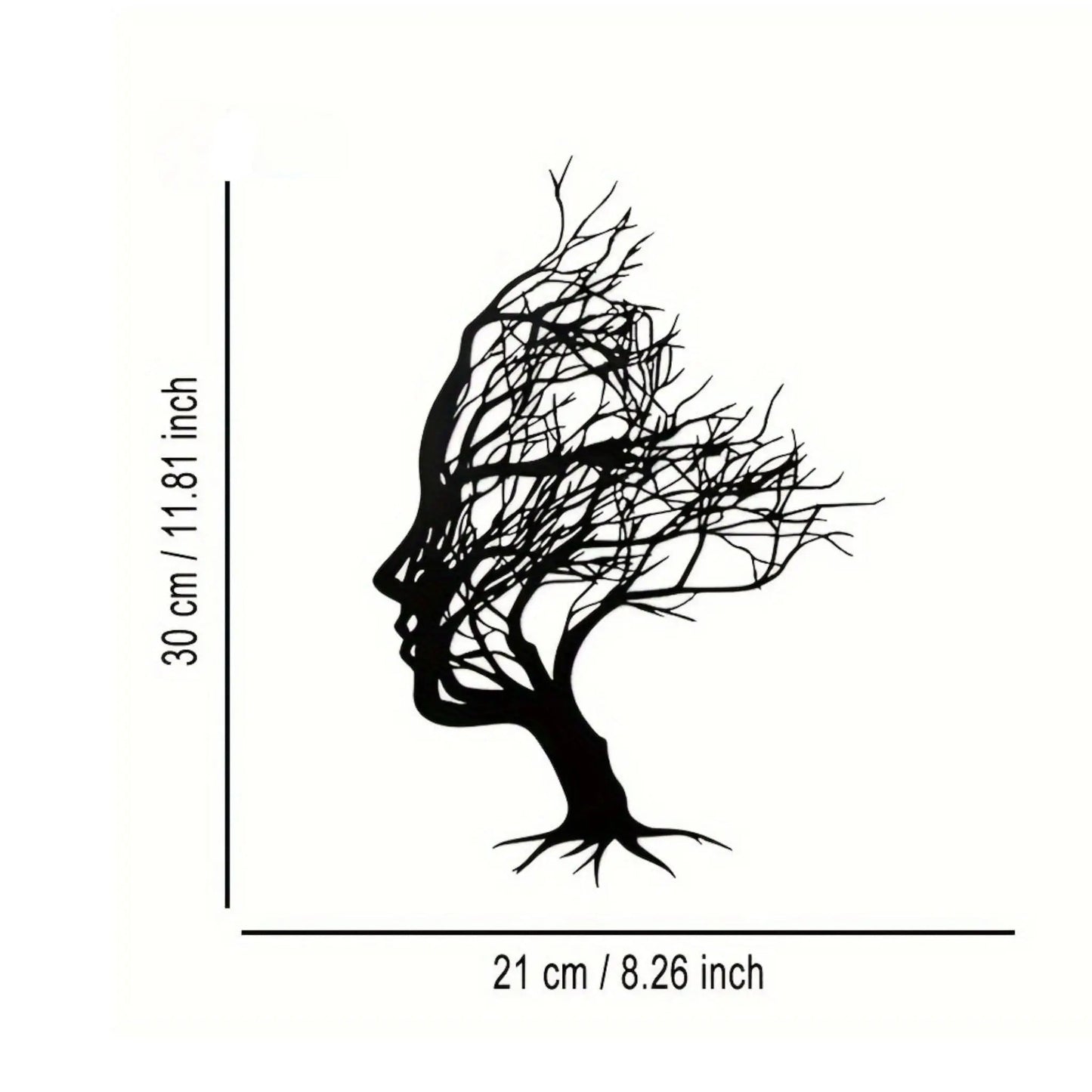Tree Face Metal Wall Art – Abstract Modern Female Silhouette Decor Geniogoods