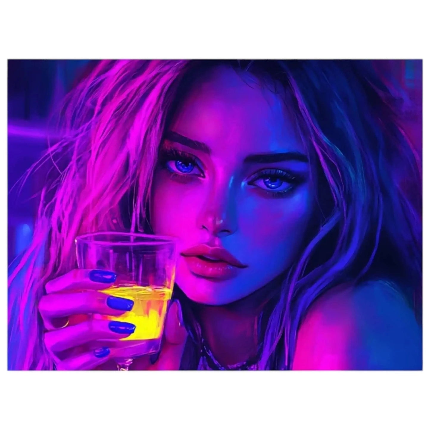 UV Blacklight Drinking Girl Tapestry – Neon Aesthetic Wall Art Geniogoods