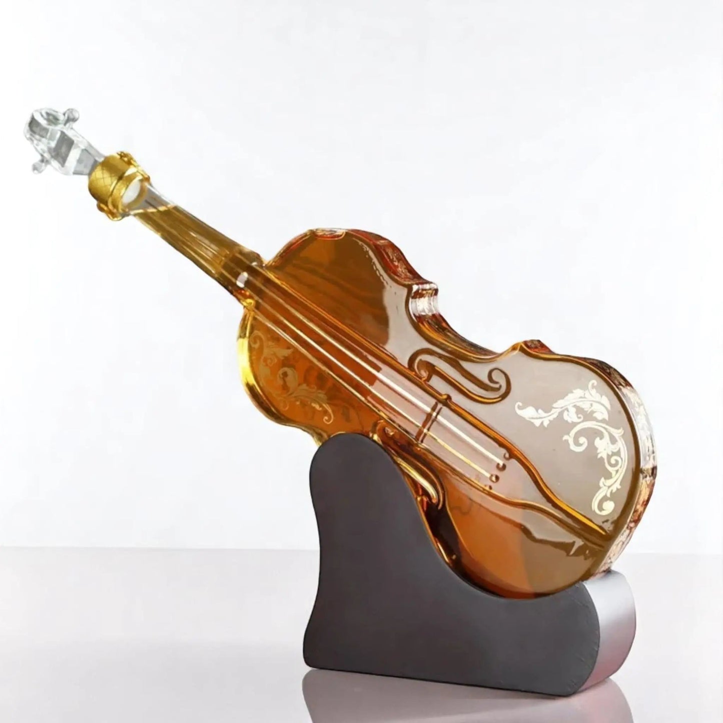 Violin Whiskey Decanter – 1000ml Borosilicate Glass with Stand - Geniogoods