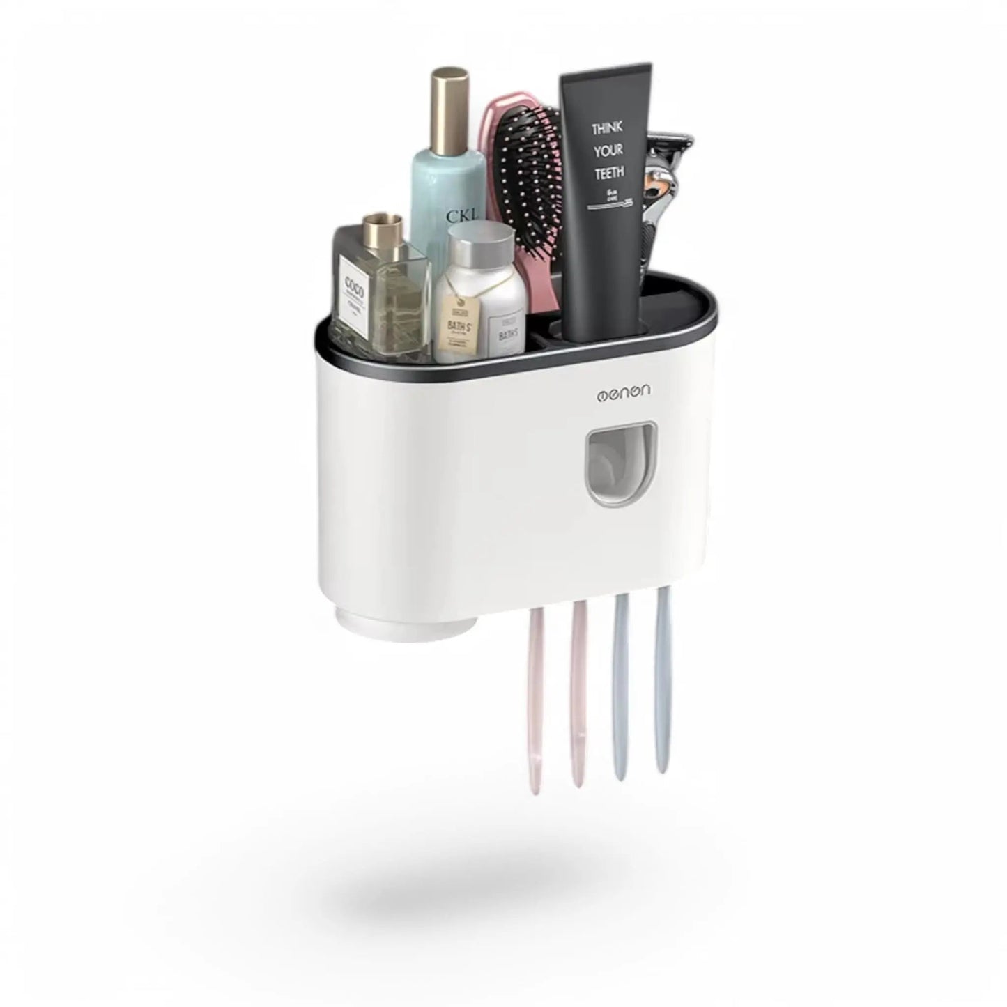 Wall-Mounted Toothbrush Holder with Dispenser – Magnetic Bathroom Rack Geniogoods