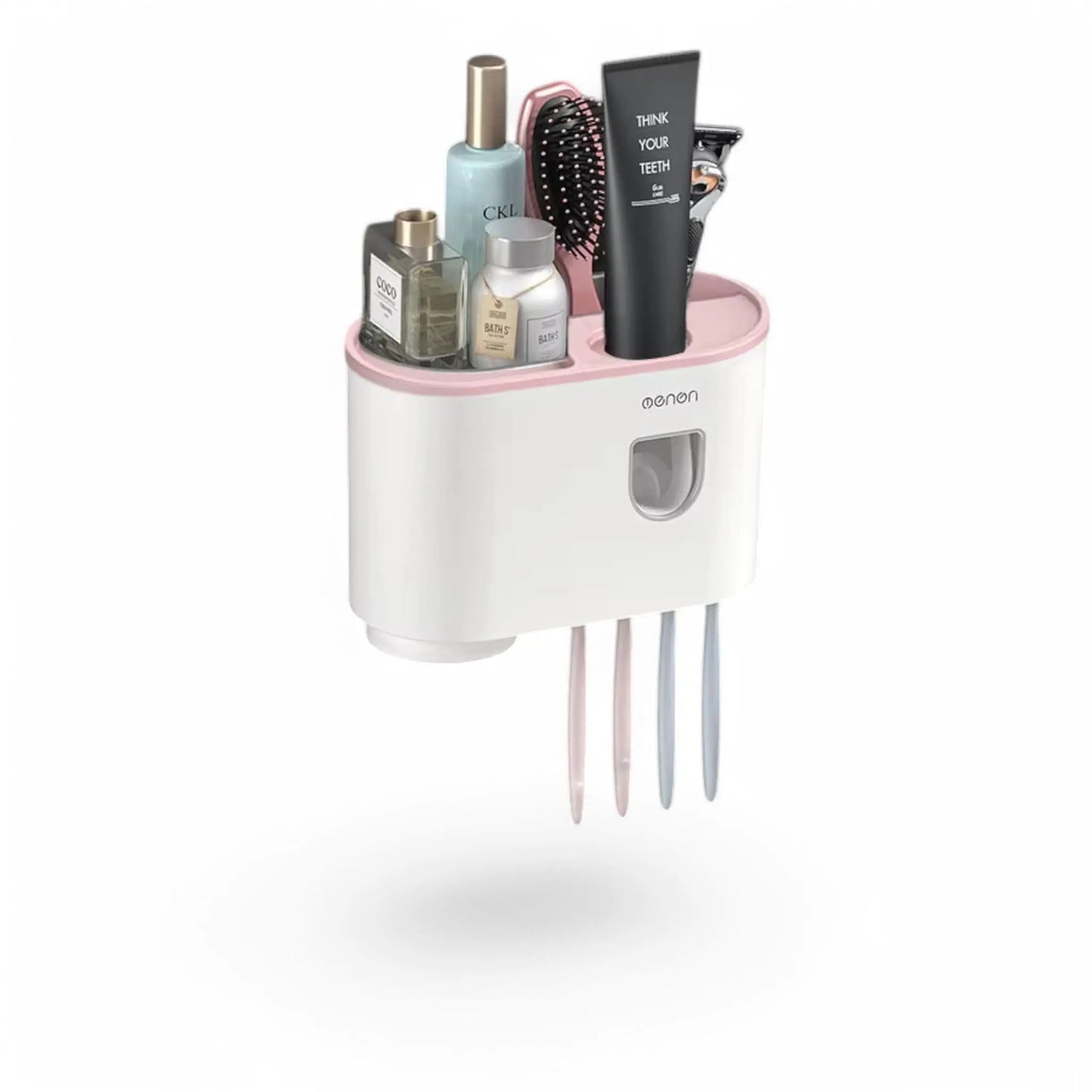 Wall-Mounted Toothbrush Holder with Dispenser – Magnetic Bathroom Rack Geniogoods