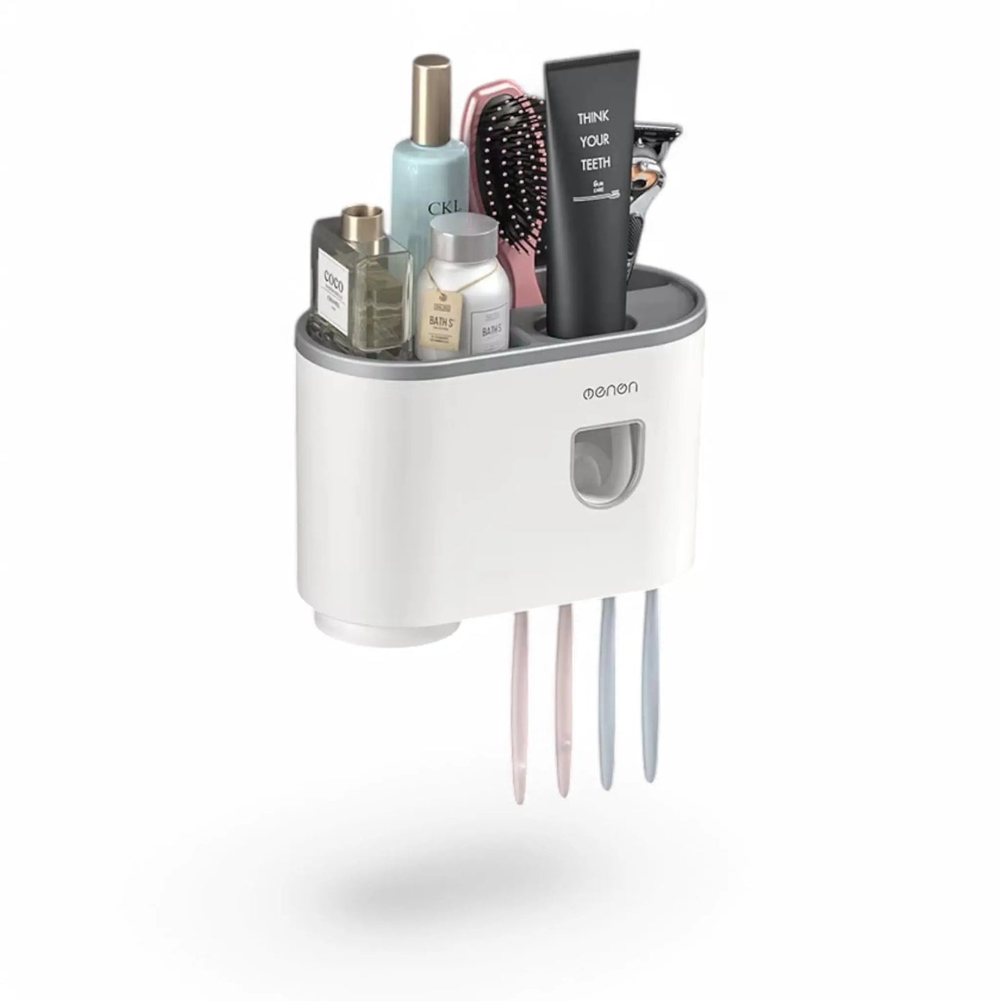 Wall-Mounted Toothbrush Holder with Dispenser – Magnetic Bathroom Rack Geniogoods