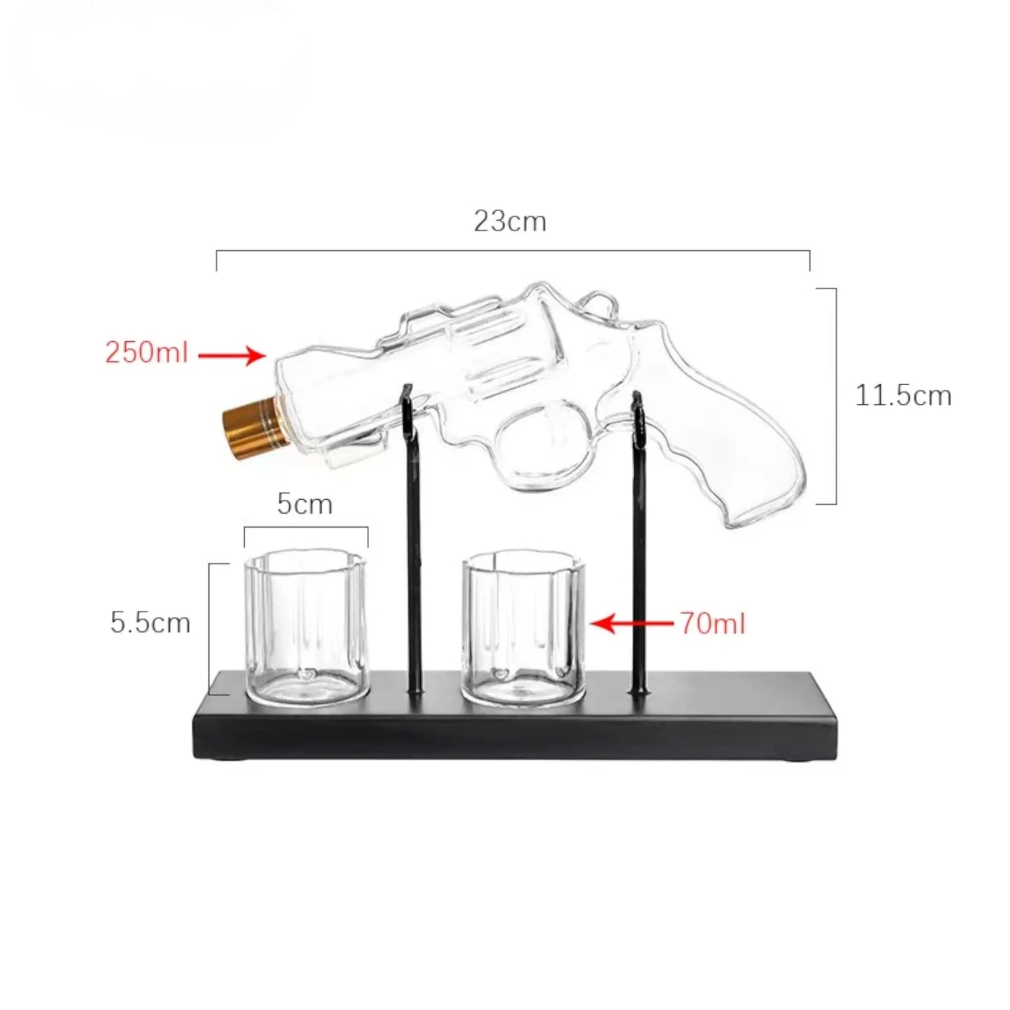 Whiskey decanter gun set – glass pistol bottle with 2 shot glasses Geniogoods
