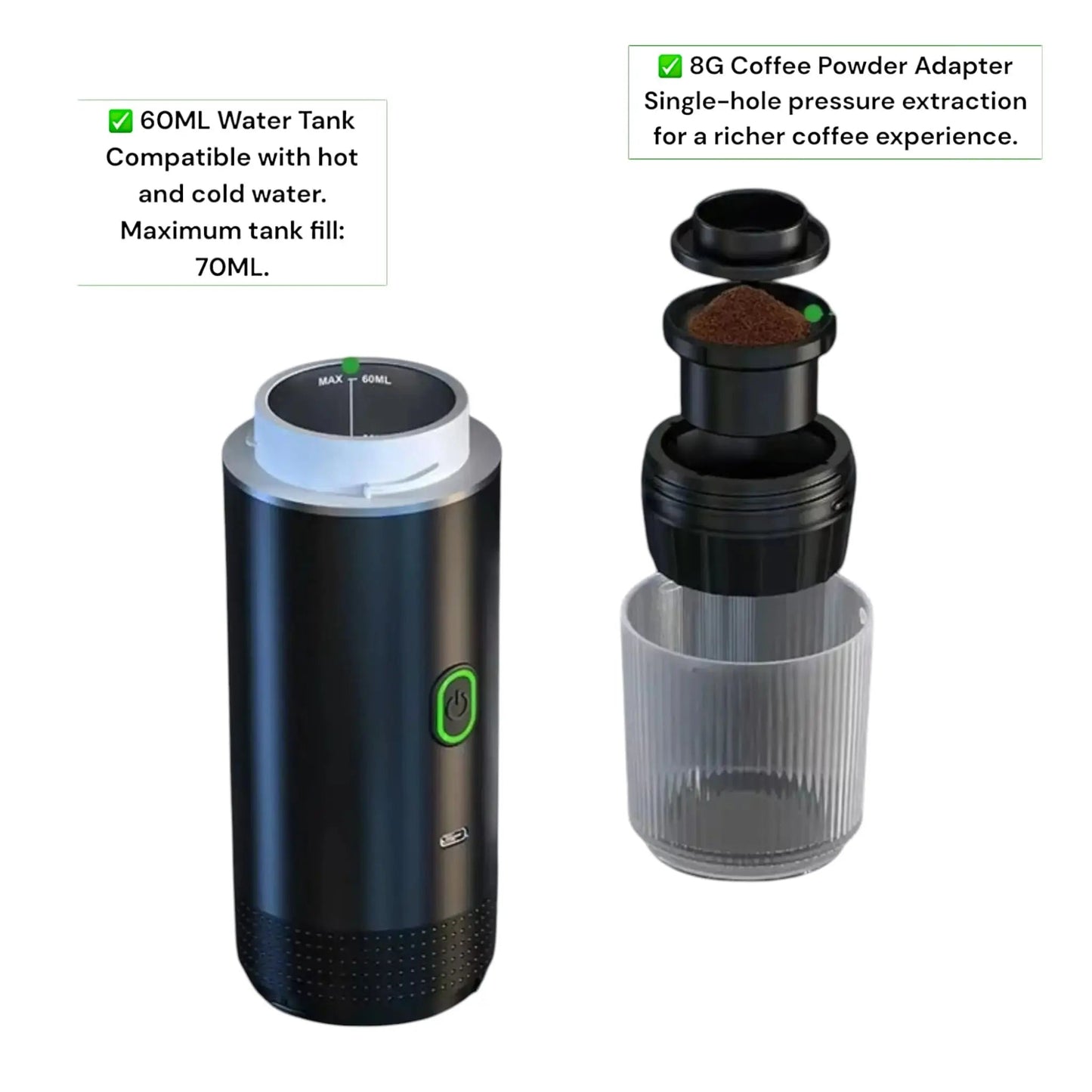 Wireless Portable Espresso Coffee Machine – 20 Bar, 3-in-1 Capsule Geniogoods
