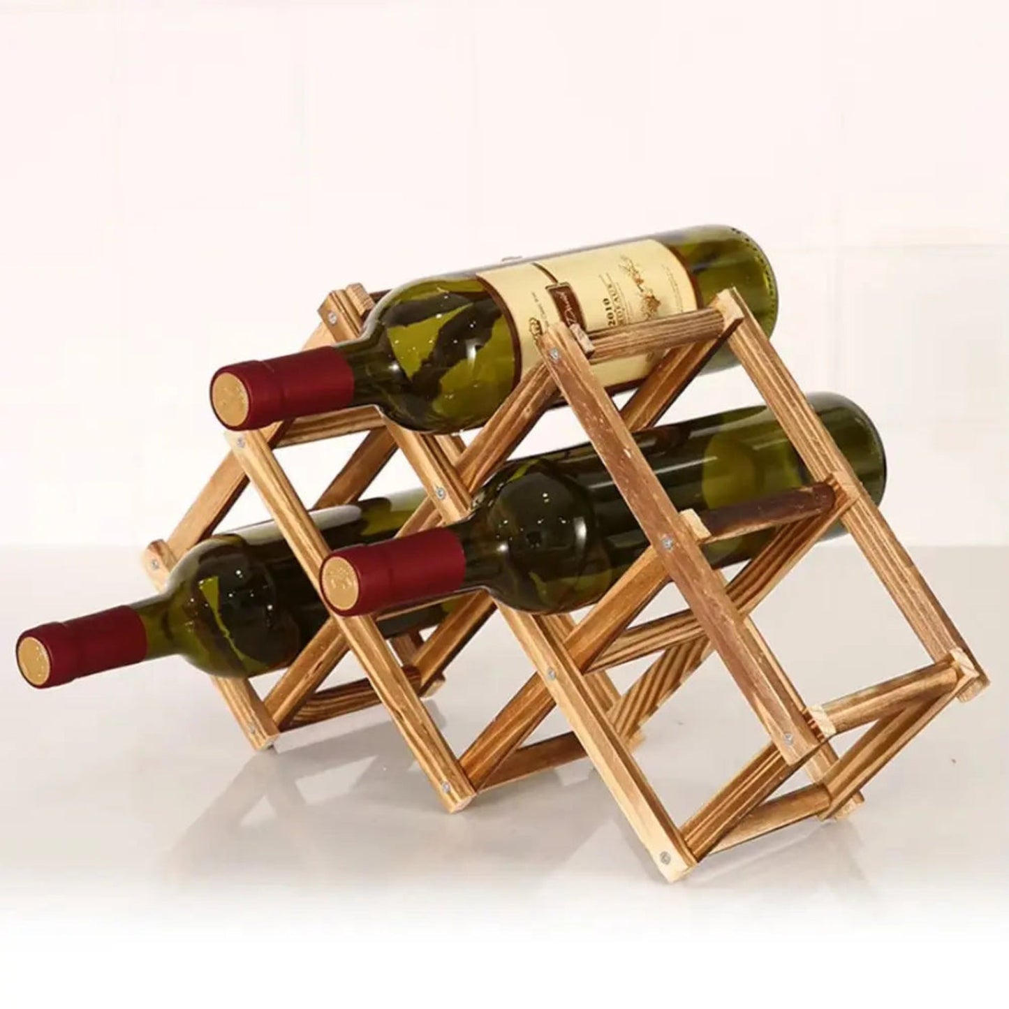 Wooden Wine Rack | Foldable Solid Wood Wine Bottle Organizer