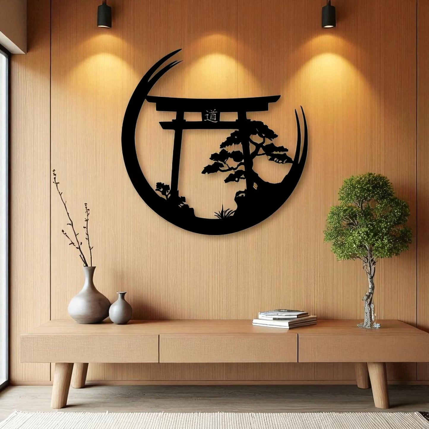 Japanese Torii Gate Metal Wall Sculpture – Zen Bonsai Art