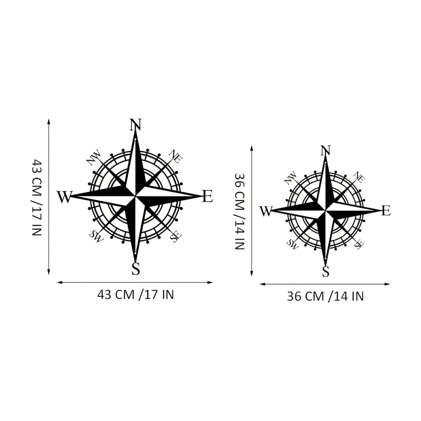 Nautical Compass Wall Art – Metal Pirate Home Decor