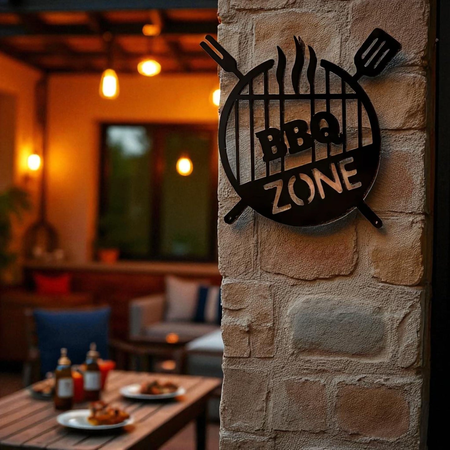 BBQ Zone Metal Sign – Outdoor Grill & Patio Wall Decor