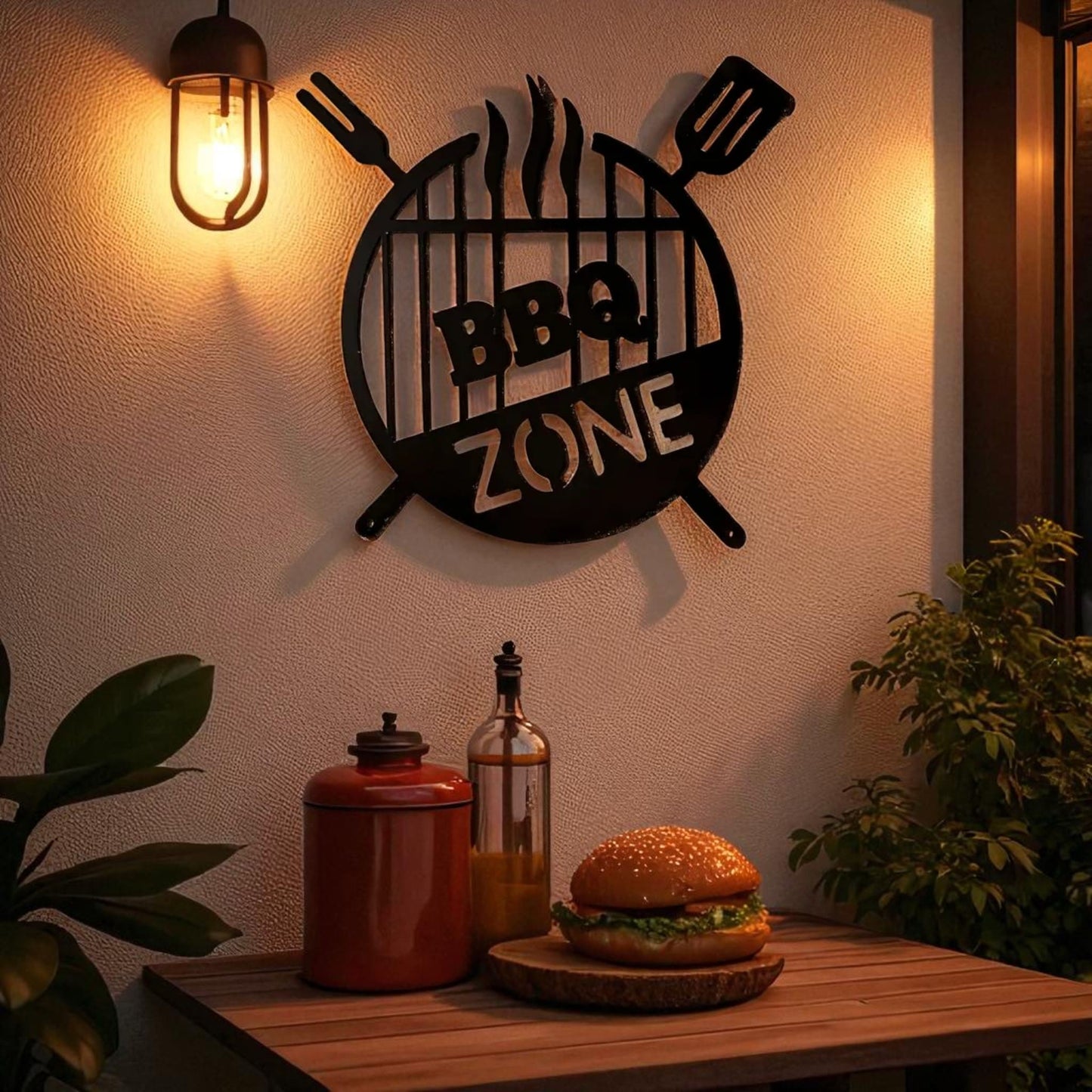 BBQ Zone Metal Sign – Outdoor Grill & Patio Wall Decor