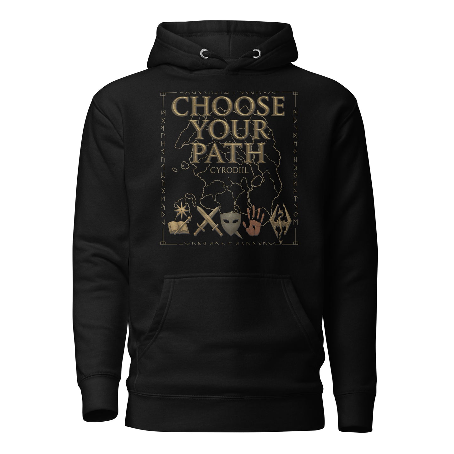 Oblivion Choose Your Path Hoodie – Cyrodiil Map Edition – fan-made gamer merch by GenioGoods