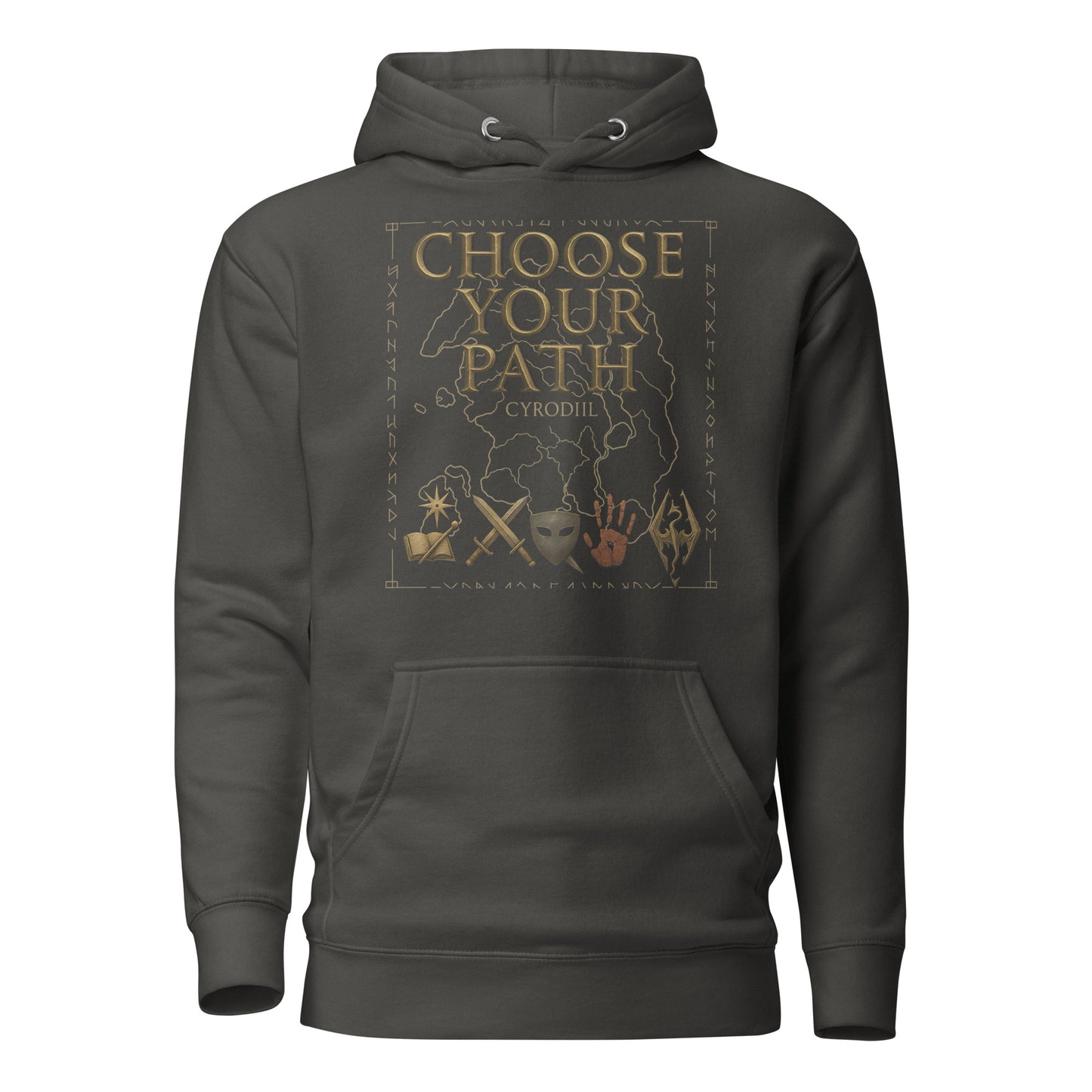 Oblivion Choose Your Path Hoodie – Cyrodiil Map Edition – fan-made gamer merch by GenioGoods