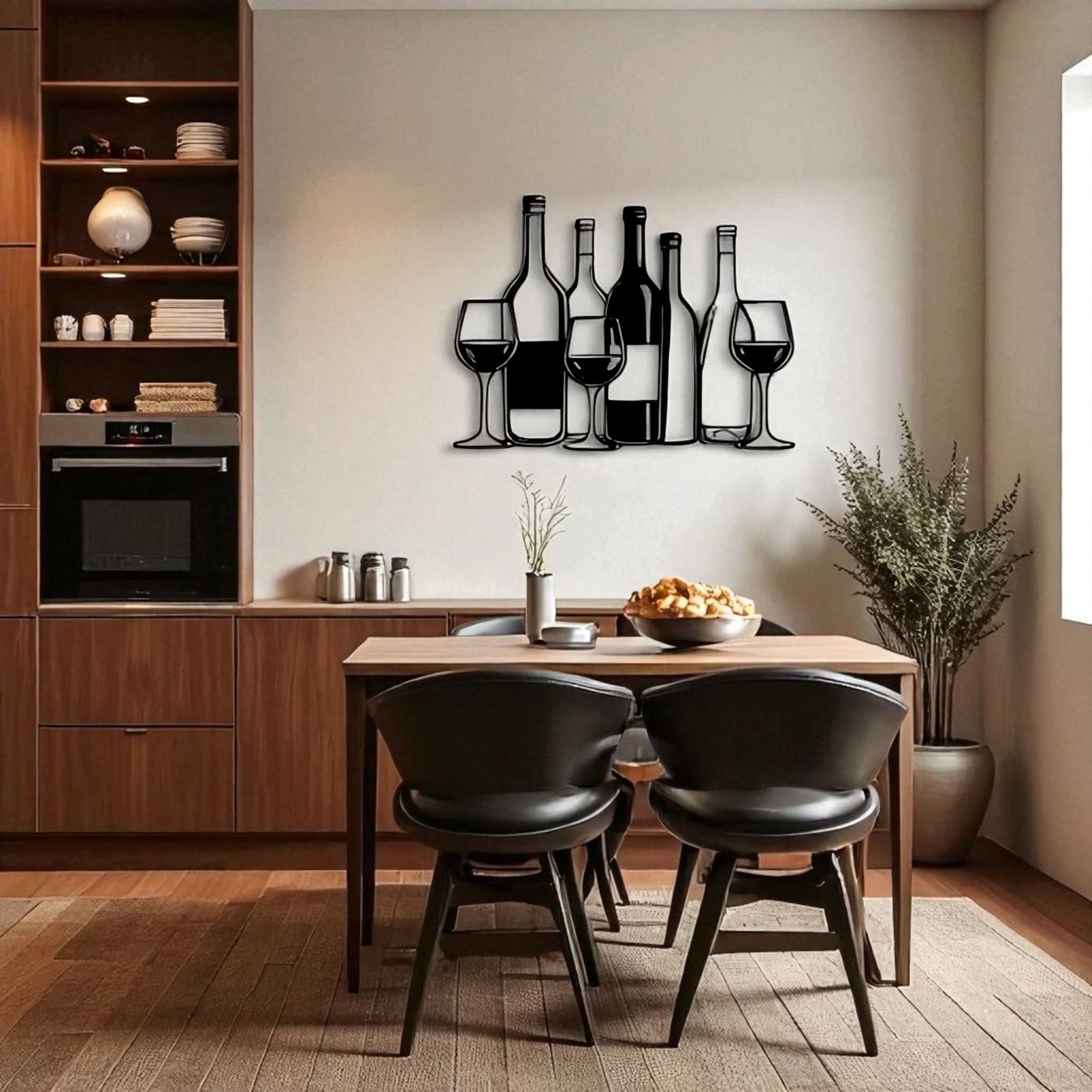 Metal Wine Bottles & Glasses Wall Art – Bar Kitchen Decor