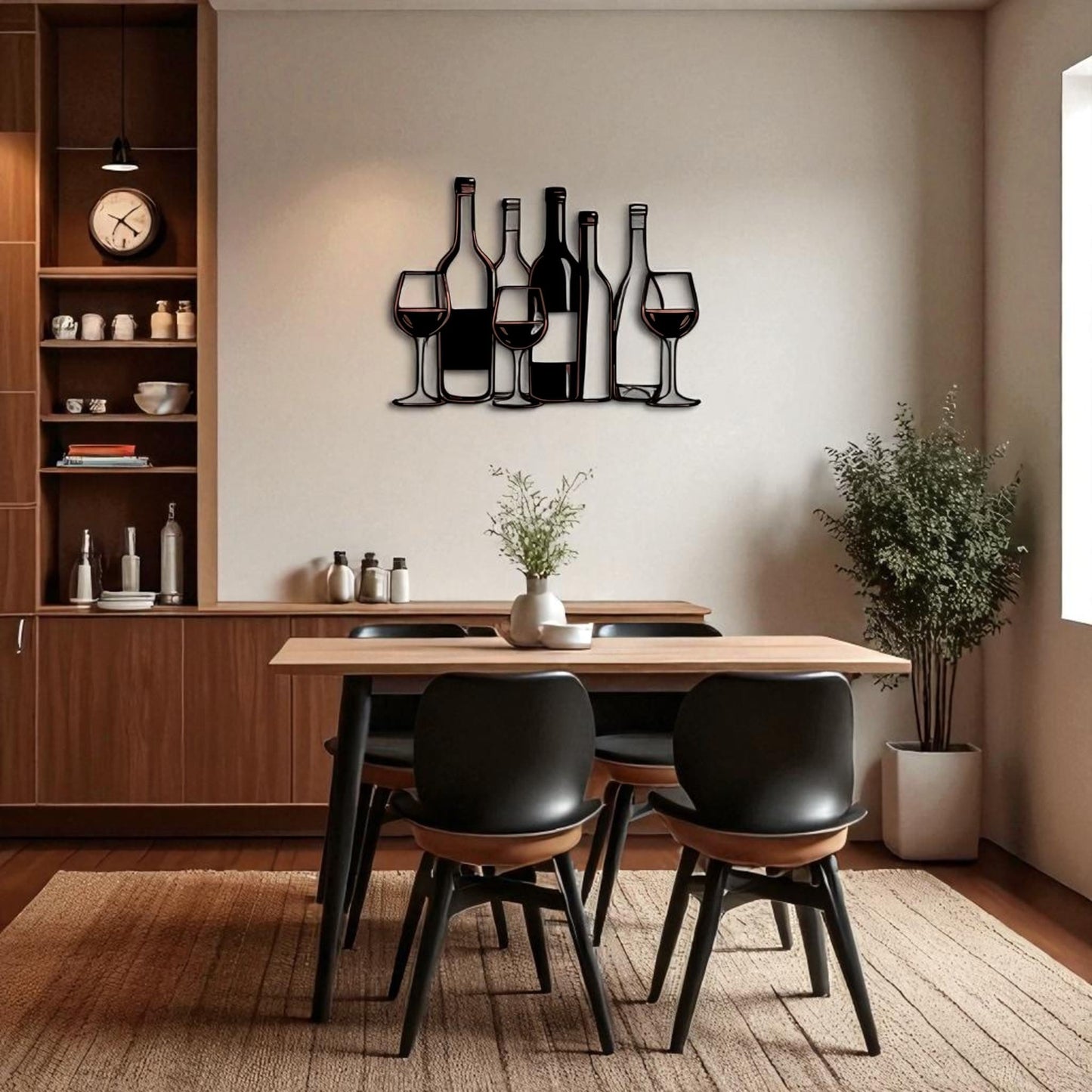 Metal Wine Bottles & Glasses Wall Art – Bar Kitchen Decor