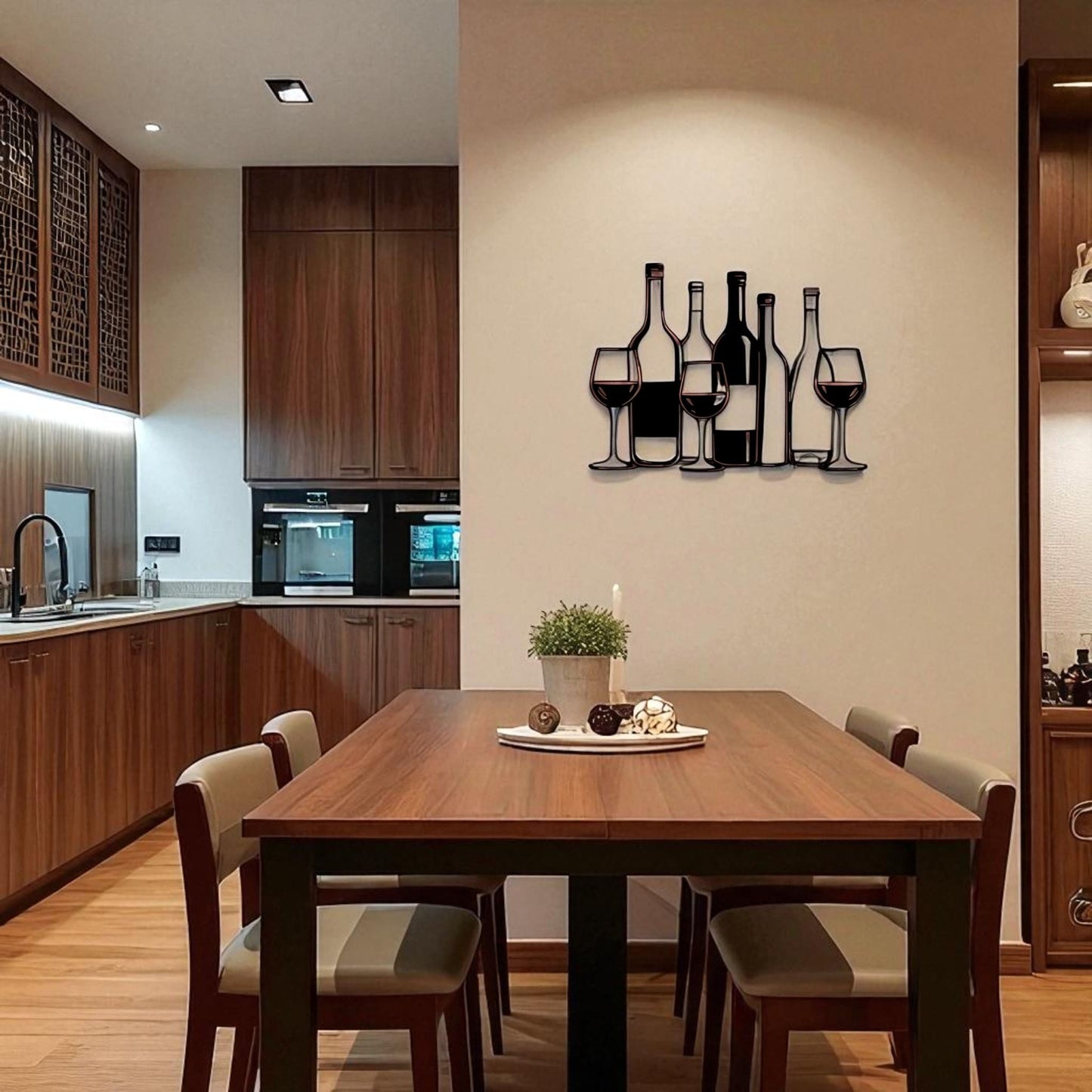 Metal Wine Bottles & Glasses Wall Art – Bar Kitchen Decor