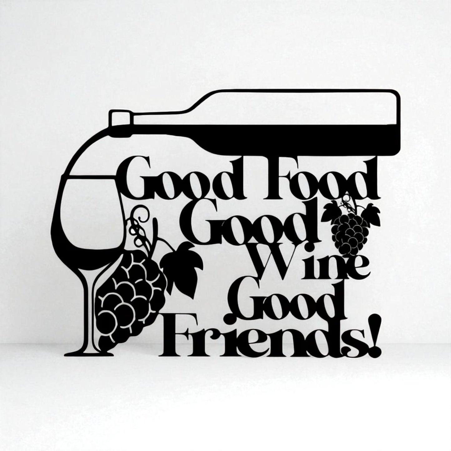 Good Food Good Wine Good Friends Metal Wall Art – Kitchen Bar Decor