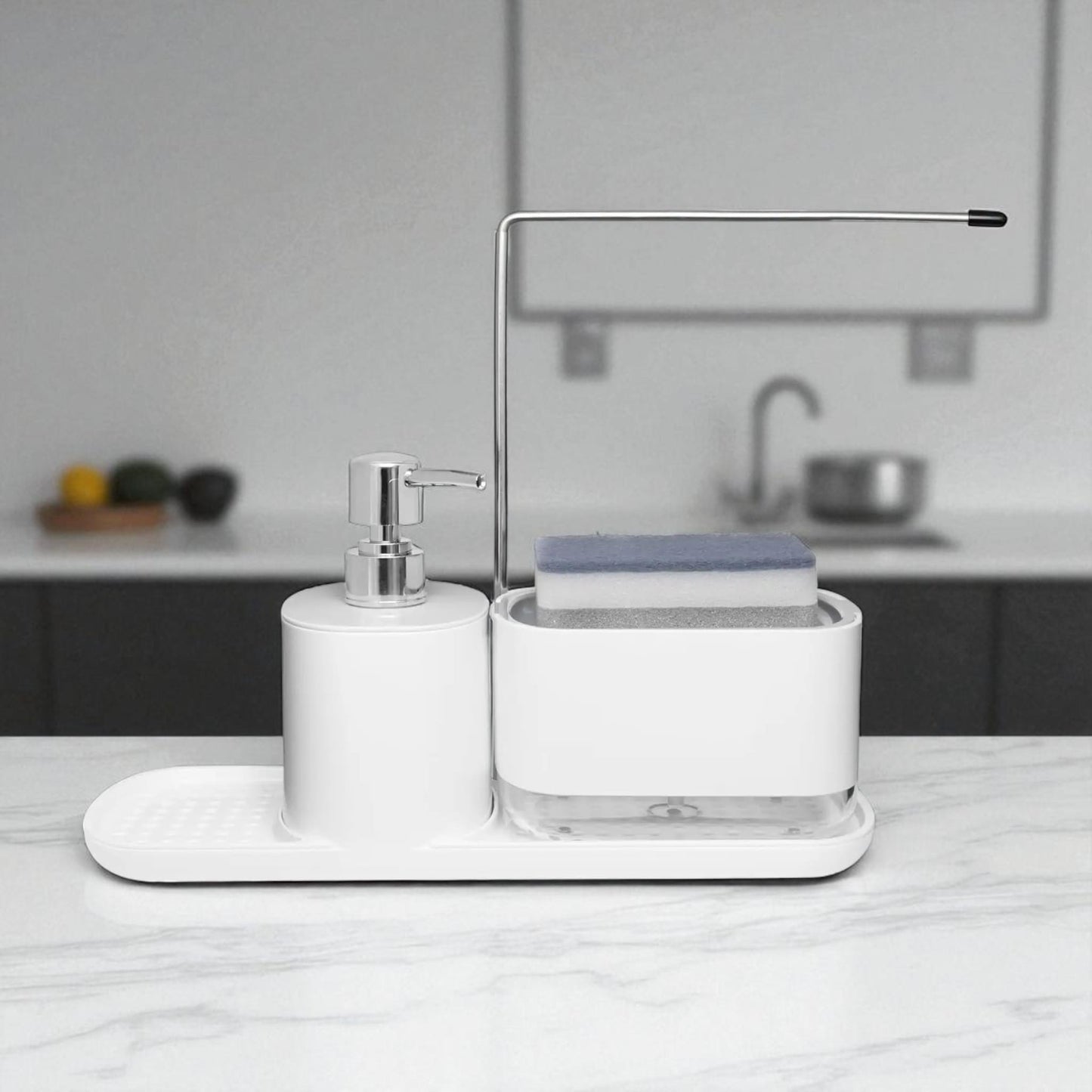 Kitchen soap dispenser set 4-in-1 – sleek sink organizer - Geniogoods