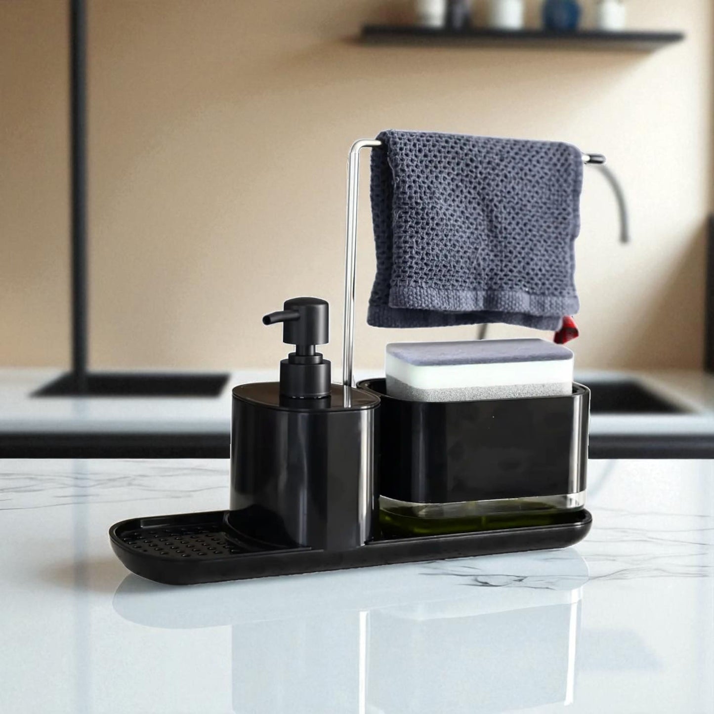 Kitchen soap dispenser set 4-in-1 – sleek sink organizer - Geniogoods