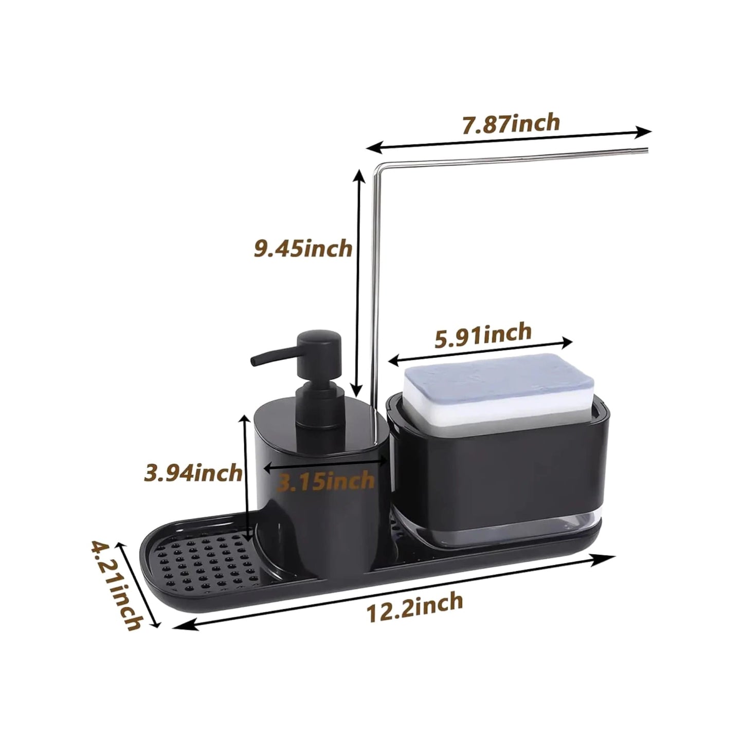 Kitchen soap dispenser set 4-in-1 – sleek sink organizer - Geniogoods