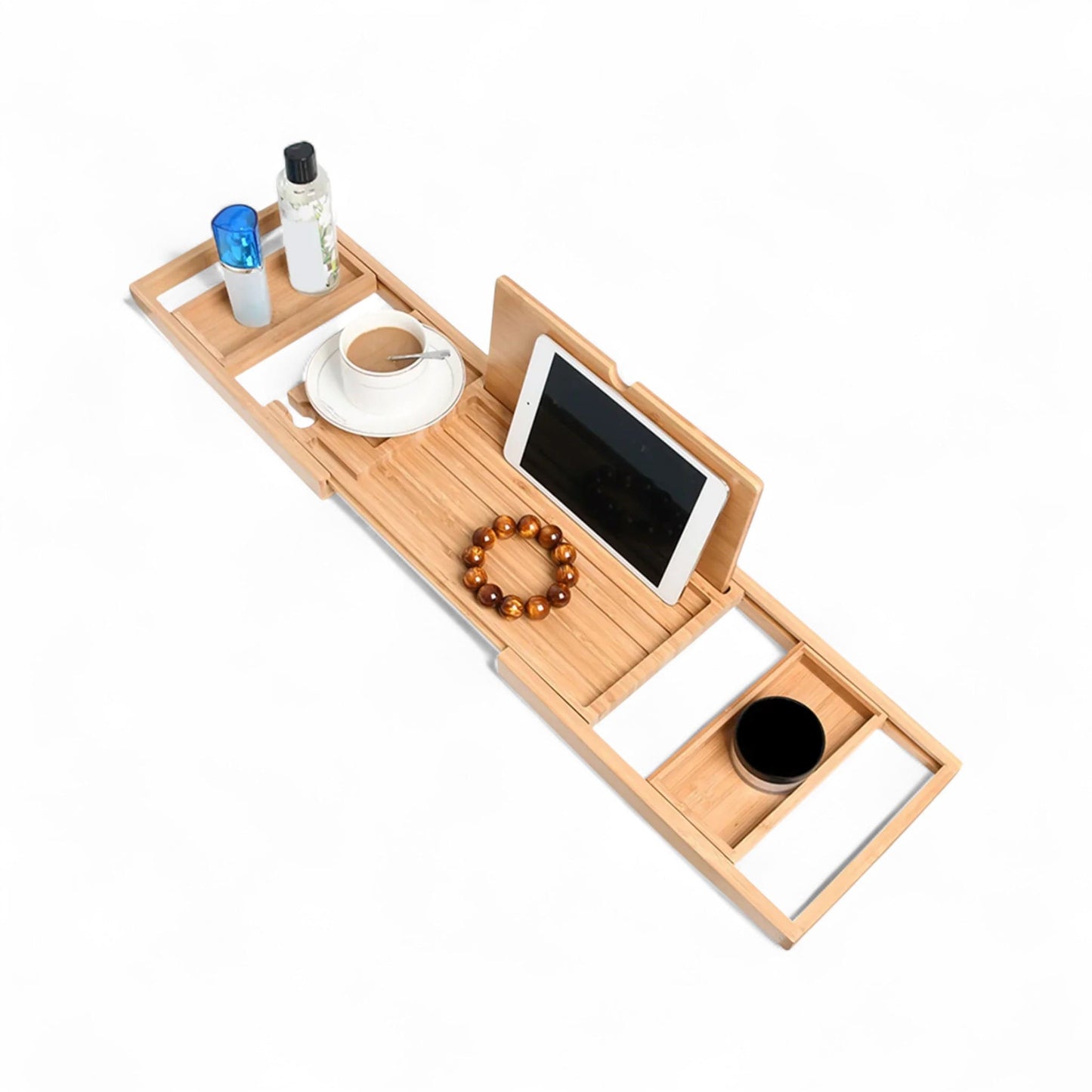 Bamboo bathtub caddy tray – adjustable spa shelf for wine & tablet Geniogoods