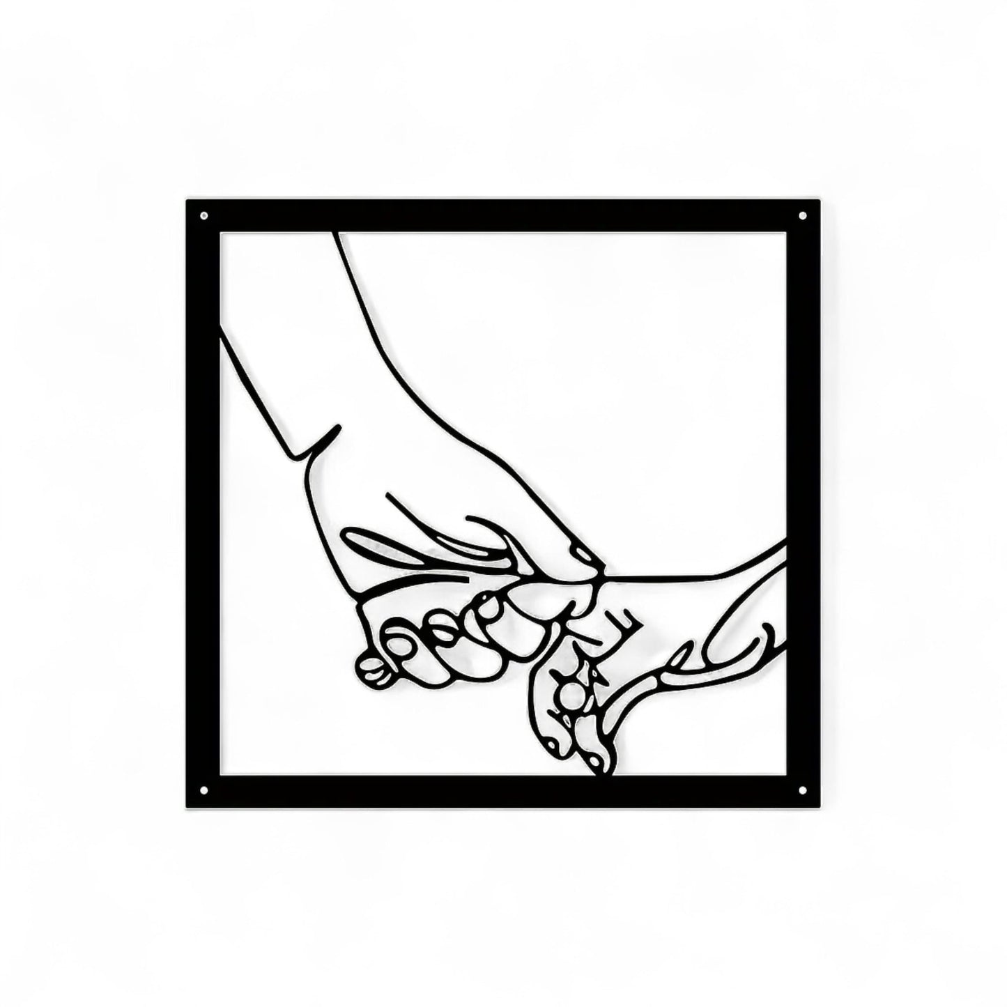 Minimalist Hand Line Art – Black Metal Wall Art