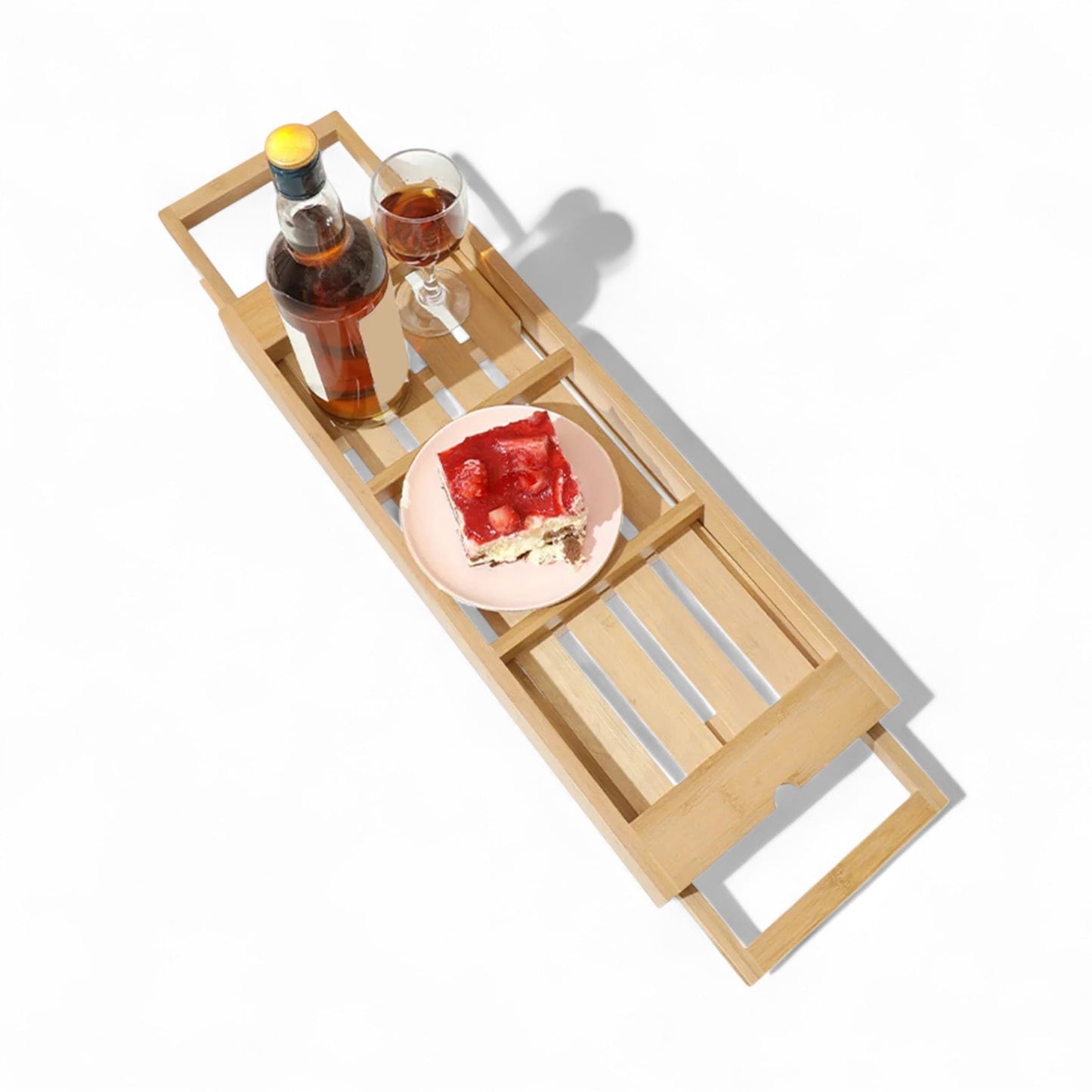 Bamboo bathtub caddy tray – adjustable spa shelf for wine & tablet Geniogoods