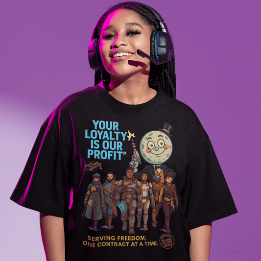 Outer Worlds 2 Loyalty Shirt – Serving Freedom Irony – fan-made gamer merch by GenioGoods