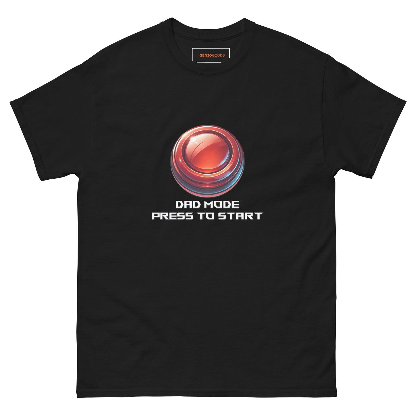Dad Mode T-Shirt – Gamer Fatherhood Start Button Tee