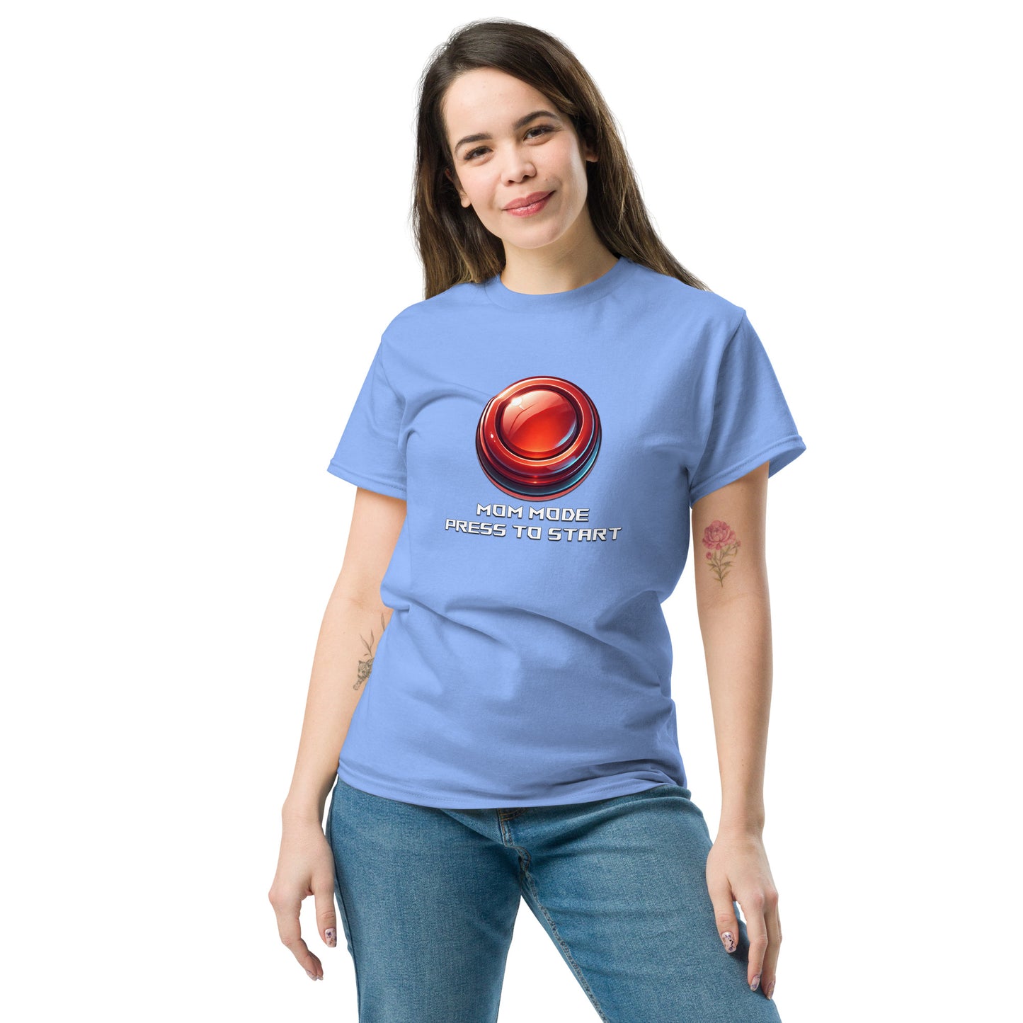 Mom Mode T-Shirt – Funny Gamer Start Button Shirt for Moms