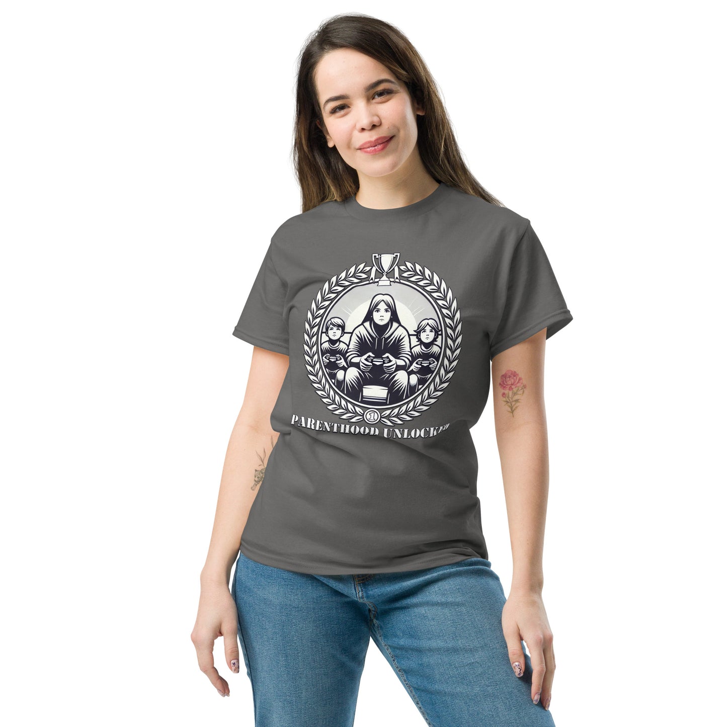 Parenthood Unlocked T-Shirt – Gamer Trophy for Parents