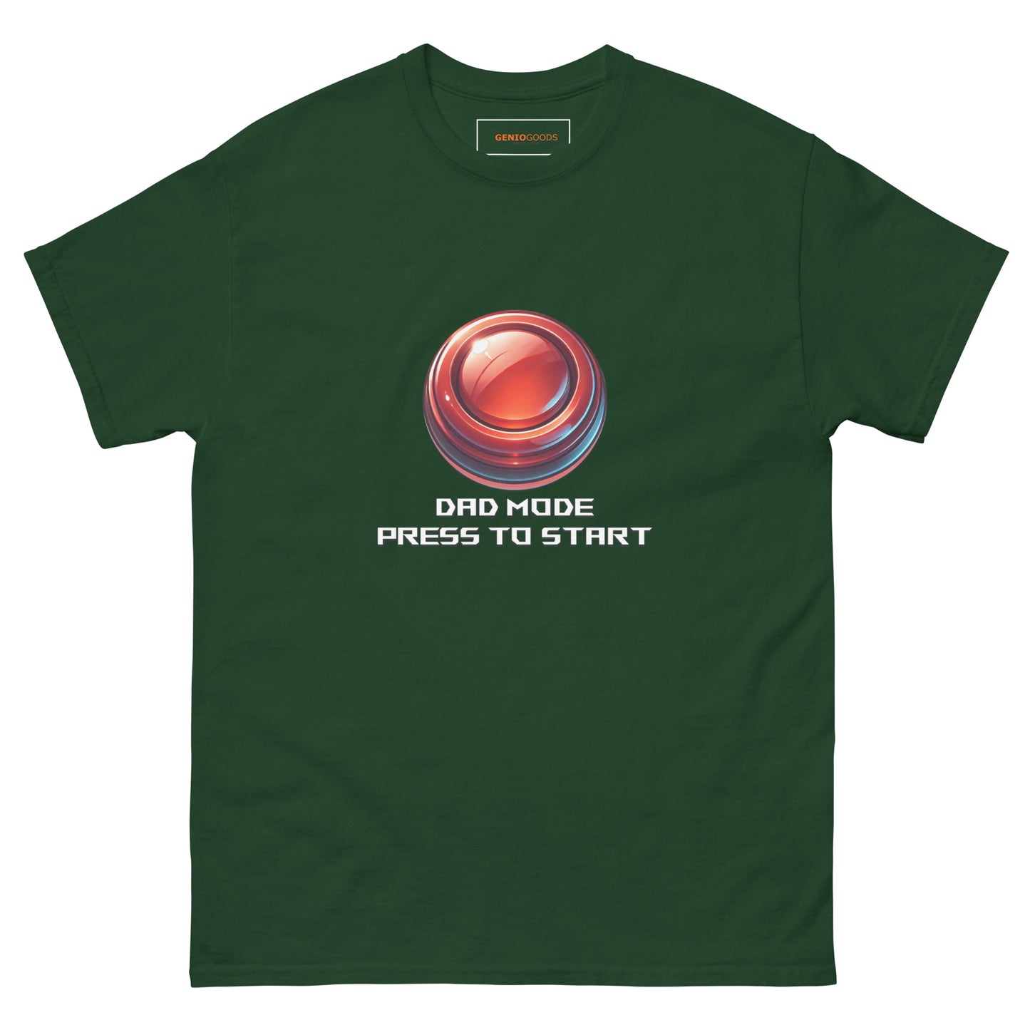 Dad Mode T-Shirt – Gamer Fatherhood Start Button Tee