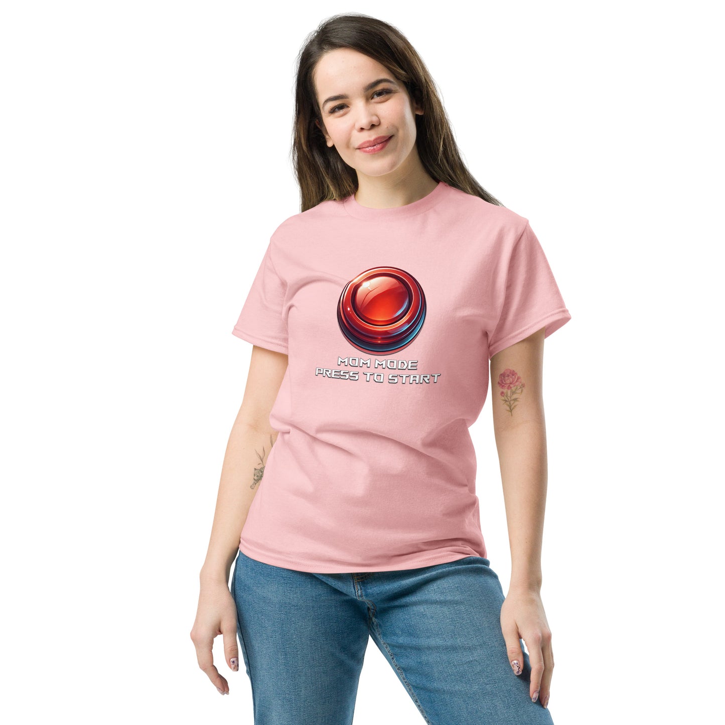 Mom Mode T-Shirt – Funny Gamer Start Button Shirt for Moms