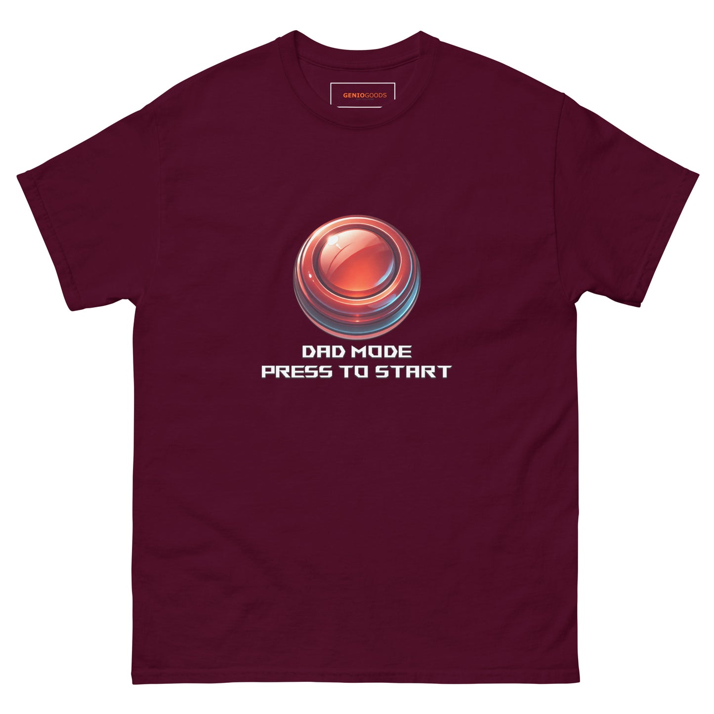 Dad Mode T-Shirt – Gamer Fatherhood Start Button Tee