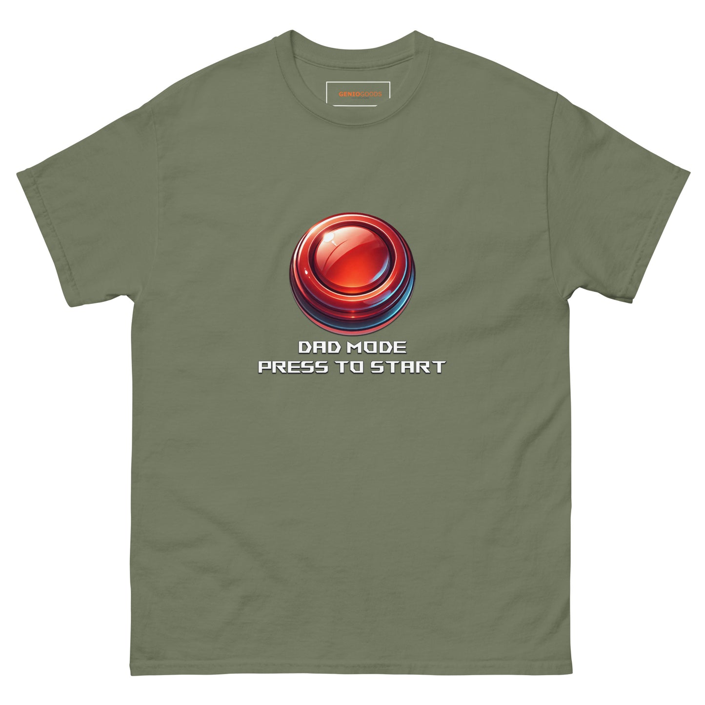 Dad Mode T-Shirt – Gamer Fatherhood Start Button Tee