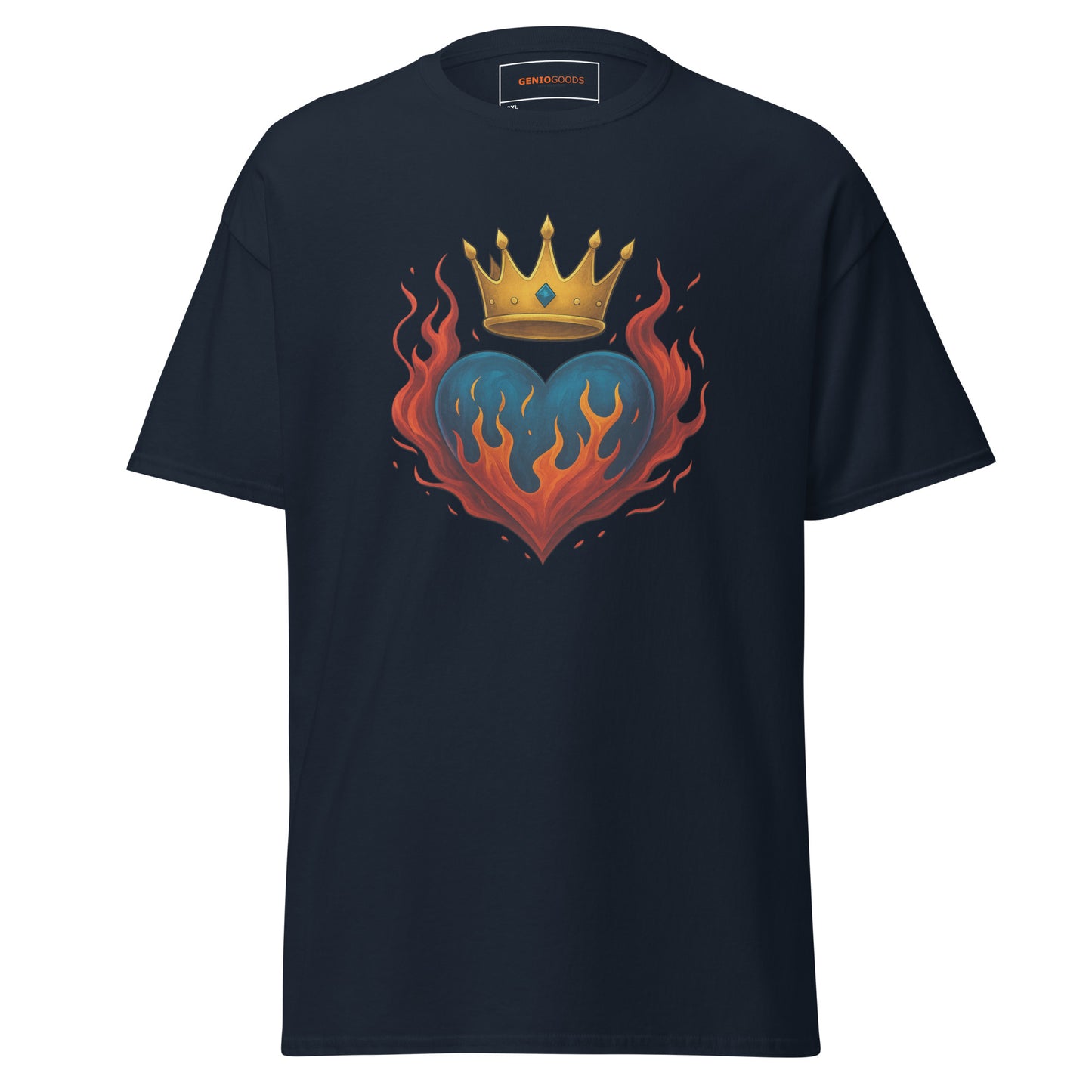 Crown Heart Flame T-Shirt – Unisex Cotton Statement Tee – fan-made gamer merch by GenioGoods