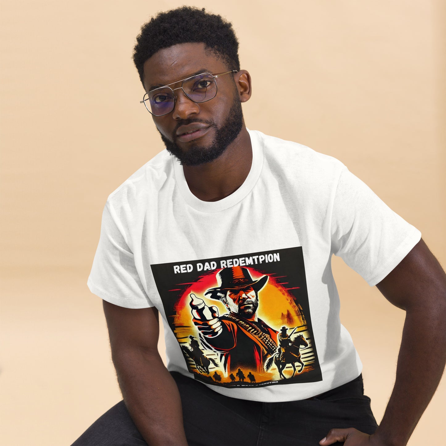 Red Dad Redemption T-Shirt – Gamer Dad Wild West Parody